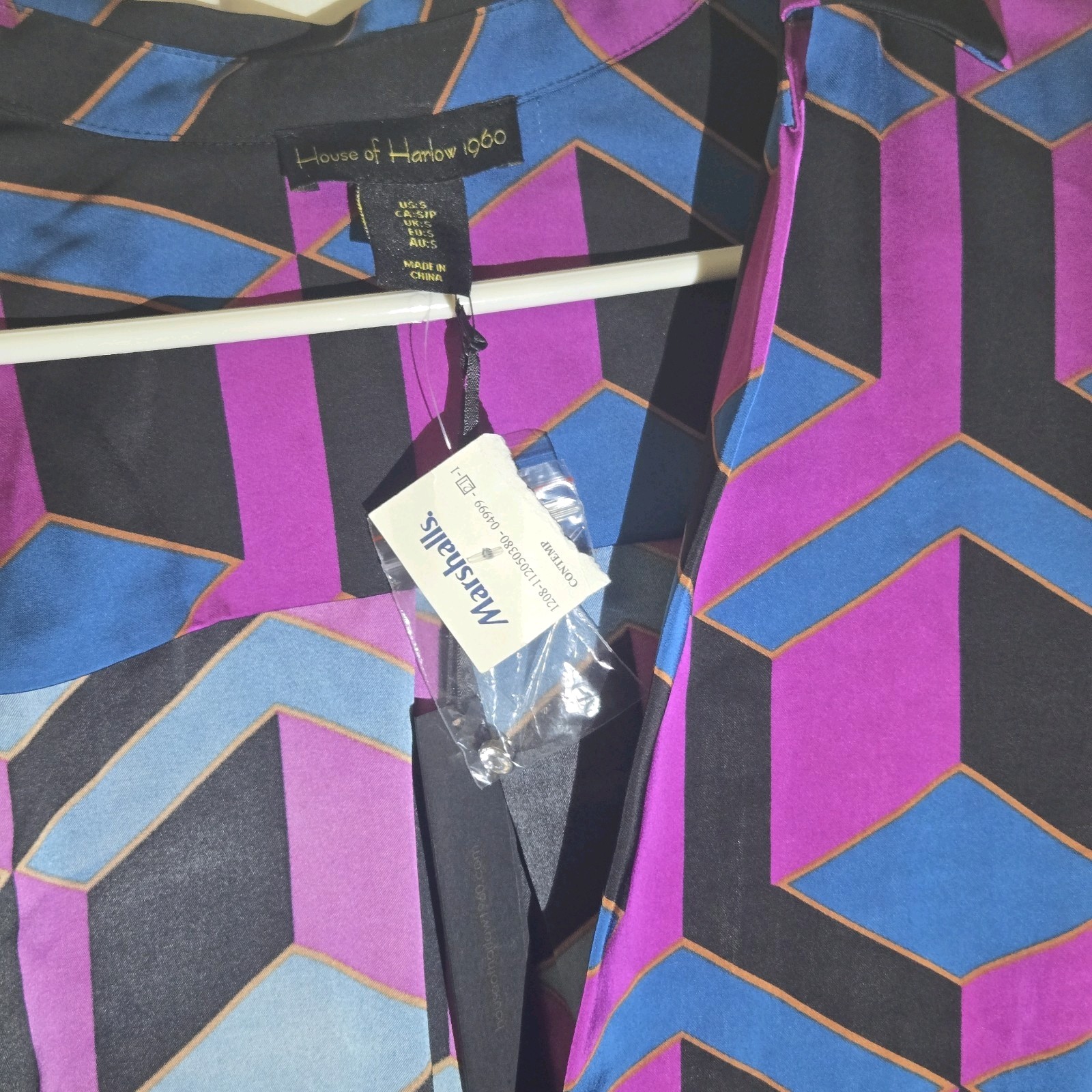 Vintage 1960s Inspired Geometric Wrap Dress By House Of Harlow 1960 Size M