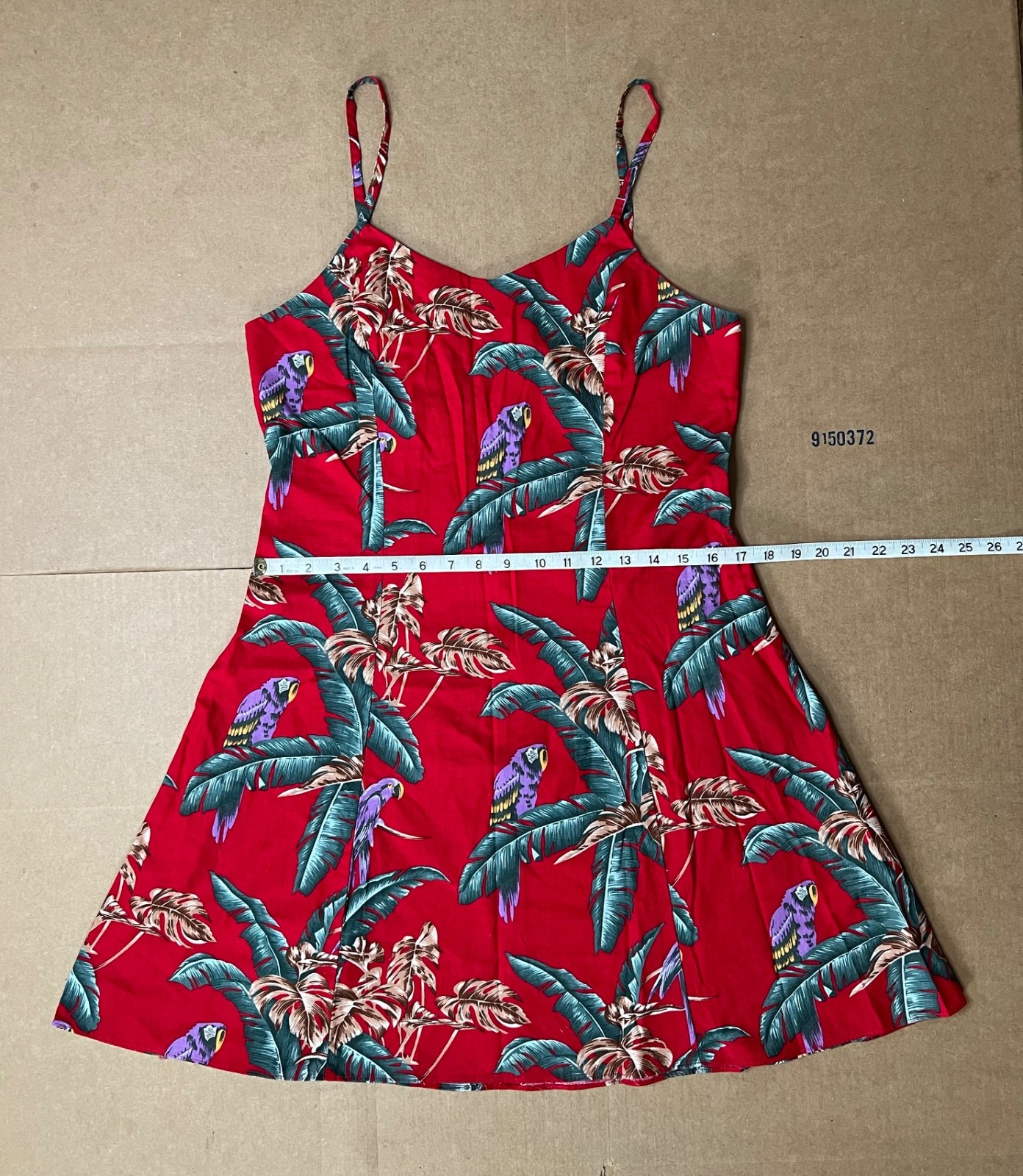 VTG Paradise Found Women’s XL Parrot Jungle Magnum PI Hawaiian Spaghetti Dress