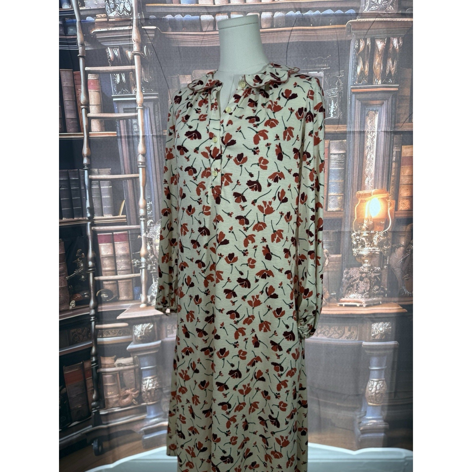 Vintage Tanner Floral Midi Dress – 70s Cottagecore Fall Vibes Size 8