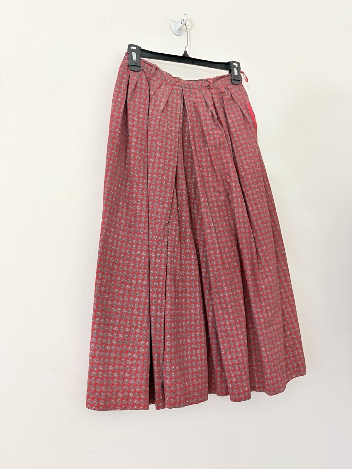Rare 1950s Lord & Taylor Paisley Cotton Skirt Set Pleated A Line Tailored XS S