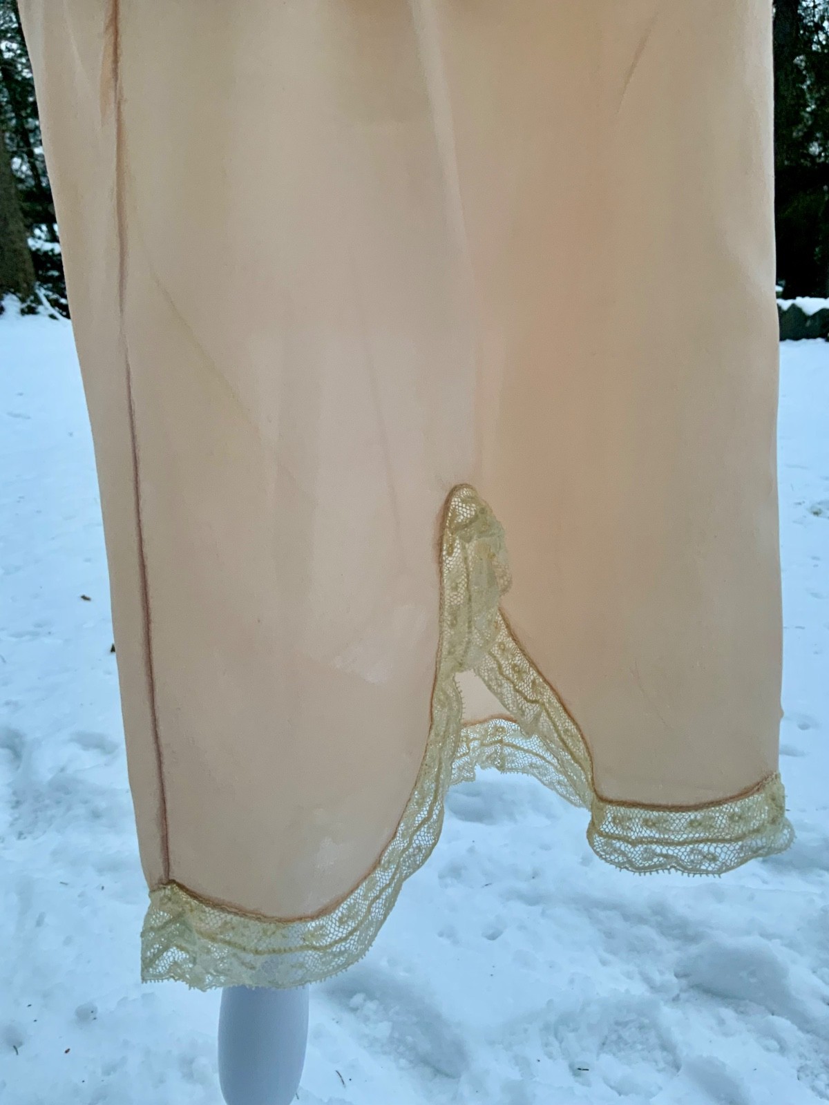 Circa 1912–1918 Blush Pink Silk Chiffon Teddy with Antique Lace – Edwardian Silk