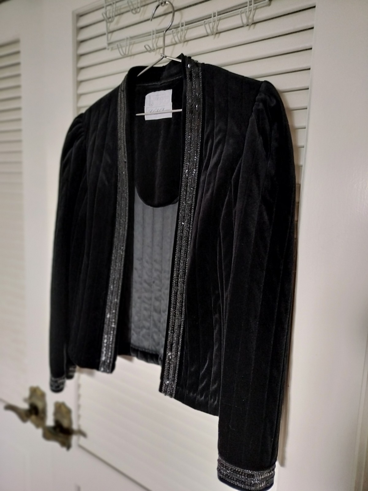 Vintage Tom Bezduda Barad & Co Saks Fifth Ave Black Velvet Jacket Sequin Trim M