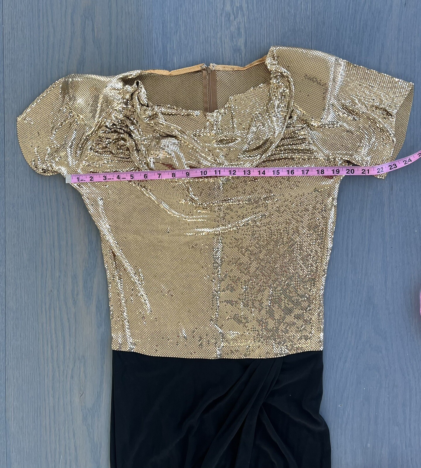 Vintage 1970s Metal Mesh Ferrara Gold Chainmail Dress Lindissima San Juan Small