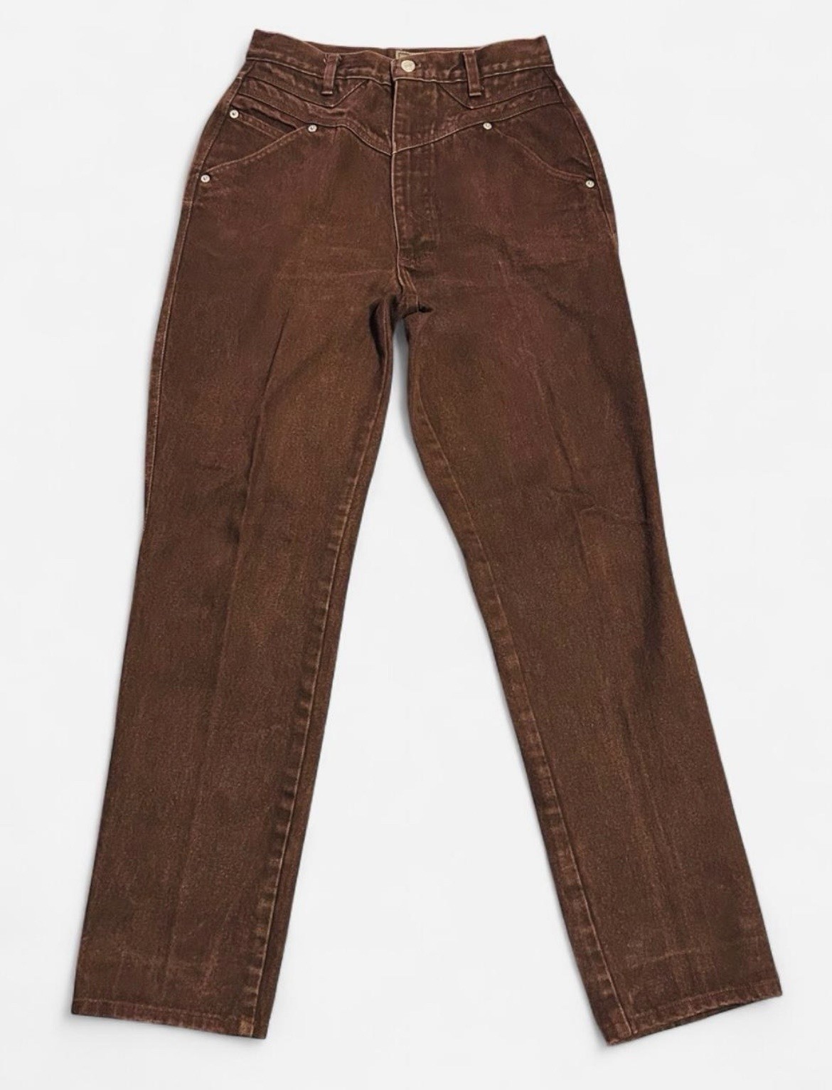 VTG 80s Roper Multi Yoke Pocketless Maroon Western Jeans Sz 11 W26 USA Tag