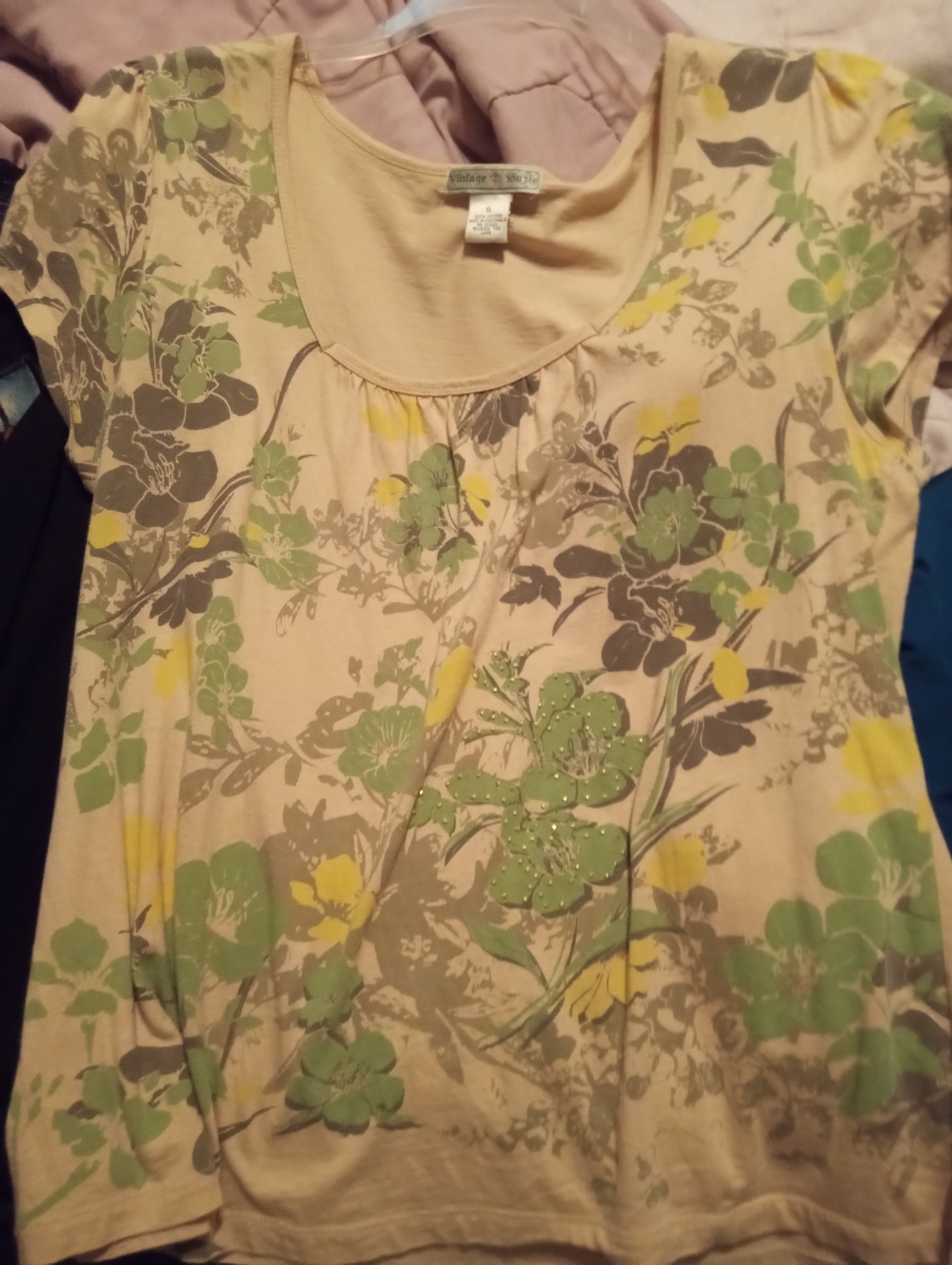 2 Vintage Suzie Blouses Shirts XL NY New York Studs Brooklyn Bronx Broadway etc