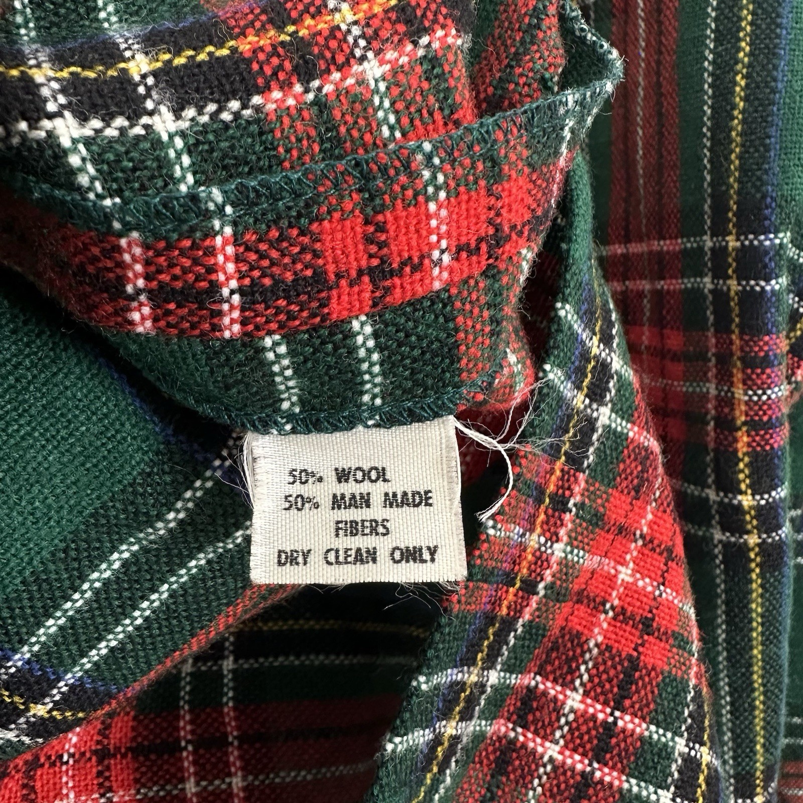 Vintage “Mountain Artisans” West VA Wool Red Green Plaid Peasant Top 70’s
