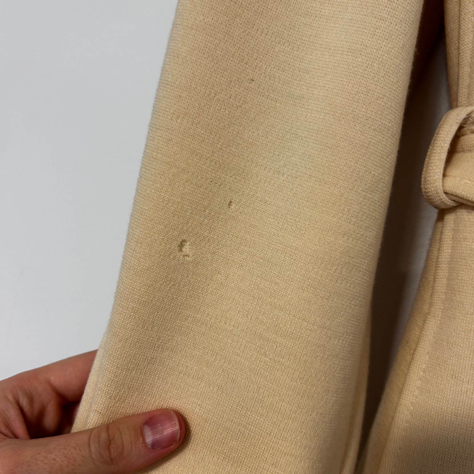 Jaeger London Vintage 100% Wool Trench Coat Cream Made in Great Britain Size 12