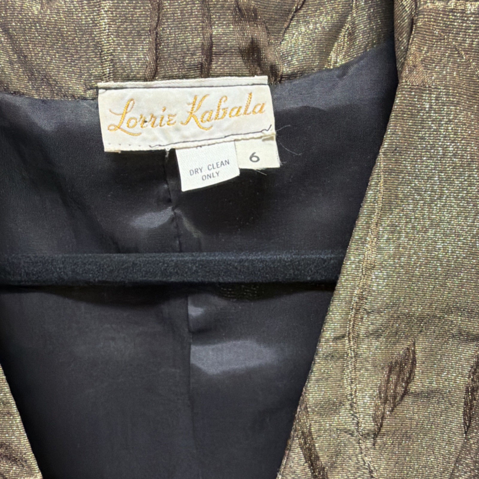 VTG Lorrie Kabala 80s Metallic Gold Brocade Skirt Suit Set 6 Prom Party Mob Wife