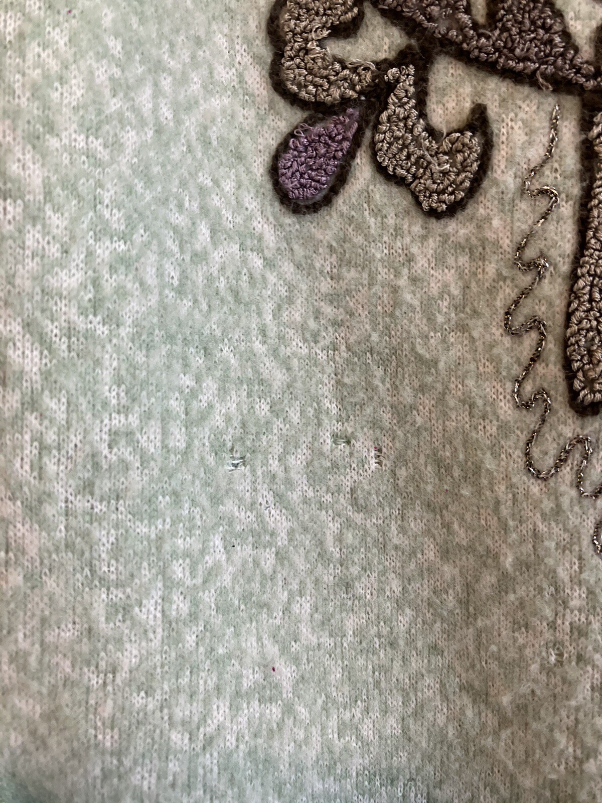 Vtg 80s Wool Cardigan Sweater Lined Embellished Embroidered Appliquéd Large
