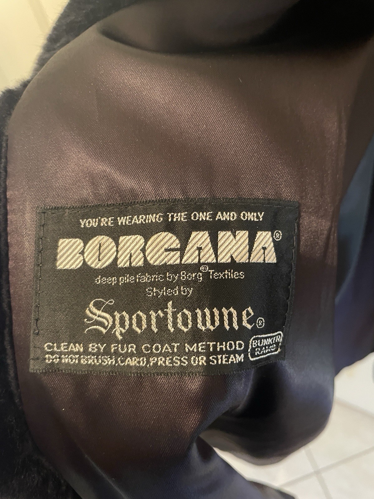 Vtg 60s Borgana Sportowne Black Faux Fur Coat ILGWU Union Double Breasted M/L