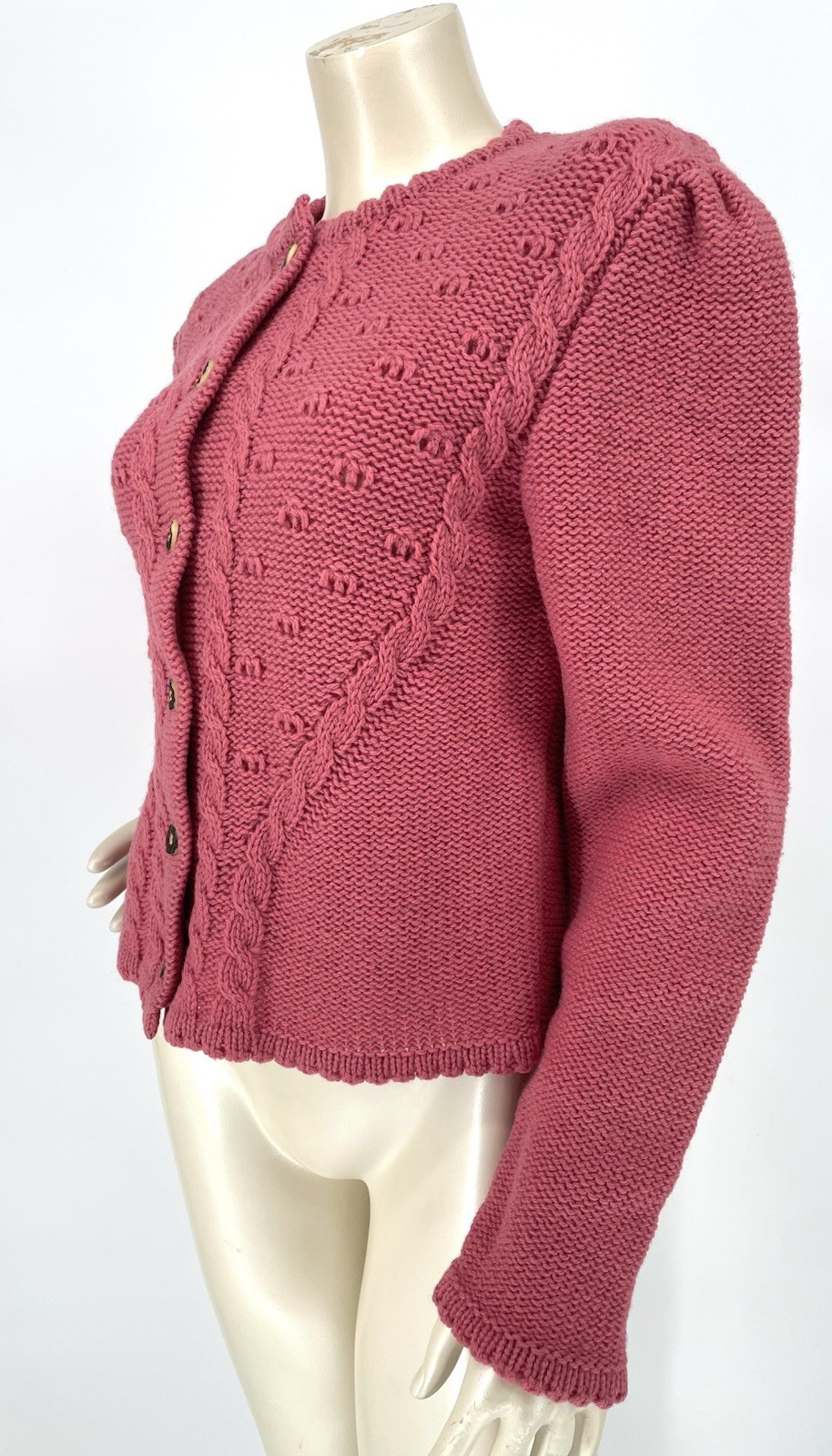 Vintage 80s Stapf Tyrol Pink Alpine Austria Knit Wool Fraulein Sweater Cardigan