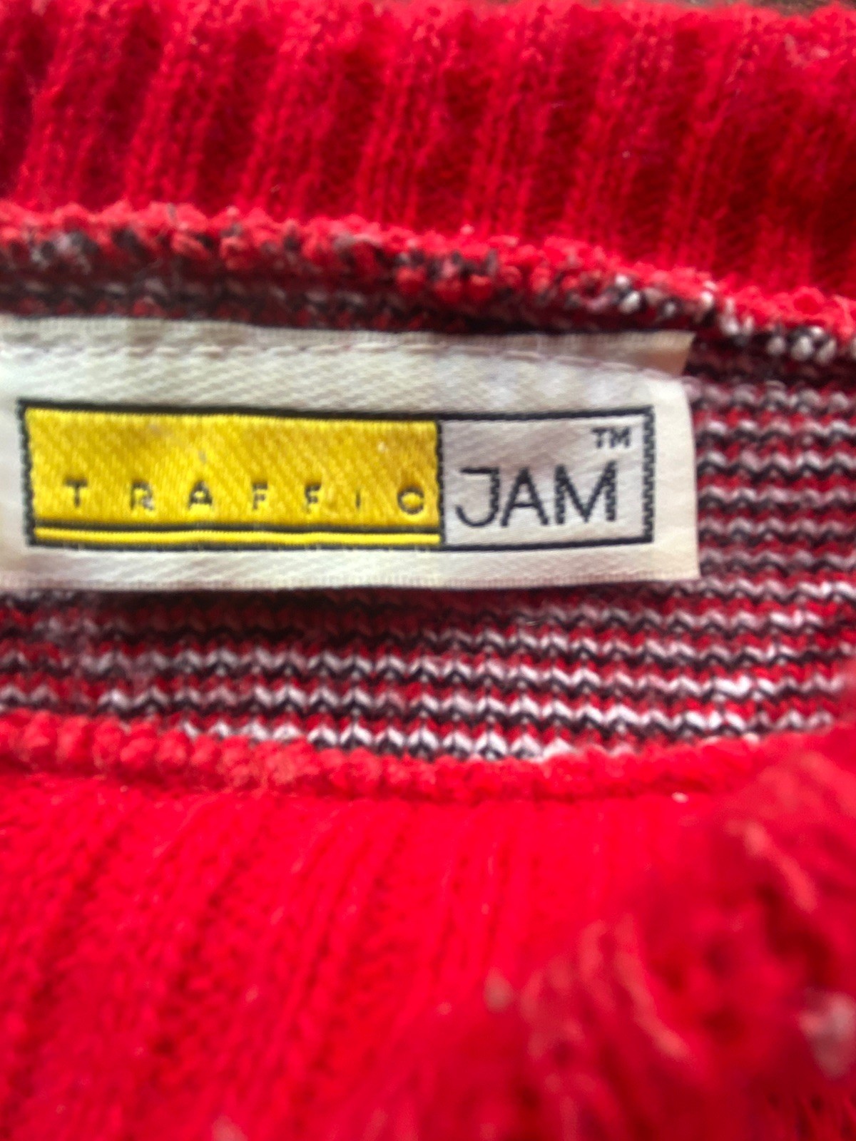 Traffic Jam Vintage Sweater Bandana Red Western Size M? Acrylic USA