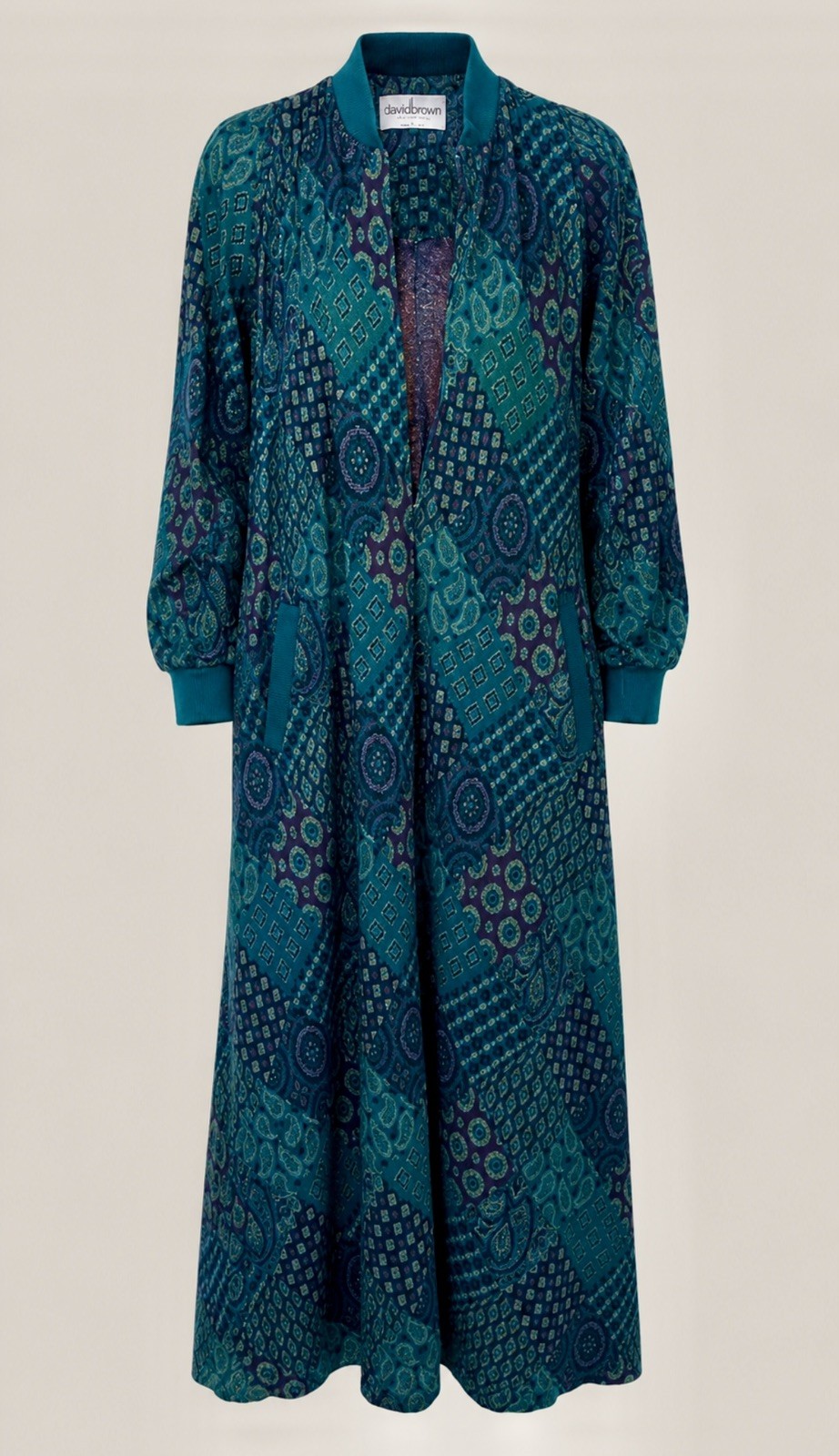 Vintage David Brown California Paisley Hostess Gown Caftan Housecoat and Robe L