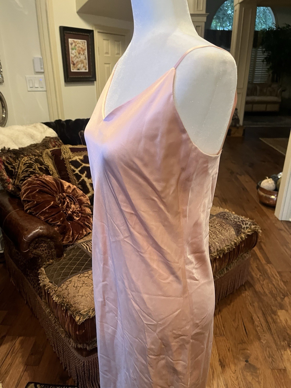Vintage 90’s Martha Phillips 100% silk Long Pink Slip Dress Elegant Evening Gown