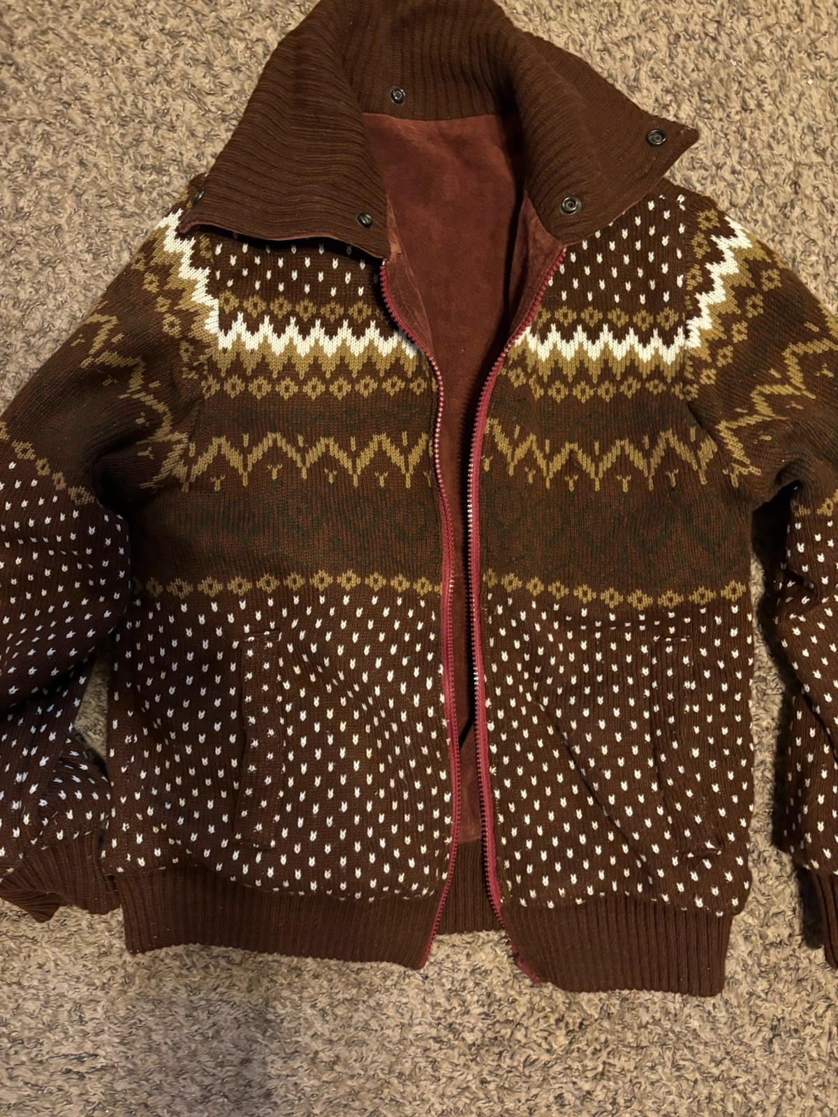 VTG Carlisle Couture Reversible Burgundy Leather/sweaterJacket