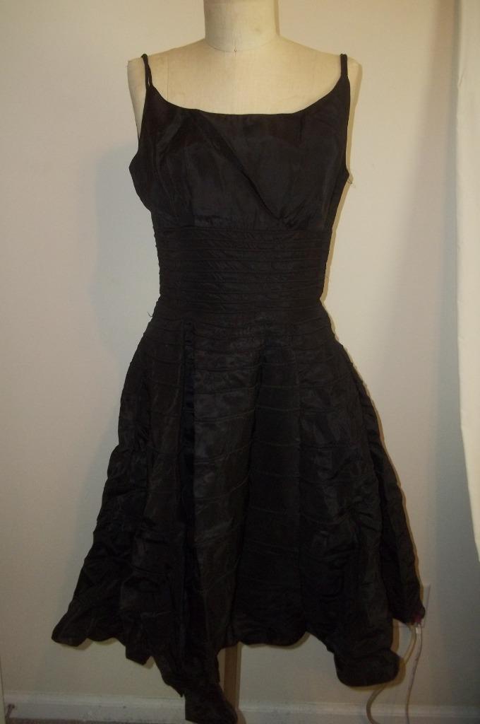 Vintage Black Double Spaghetti Strap Swing Dress S