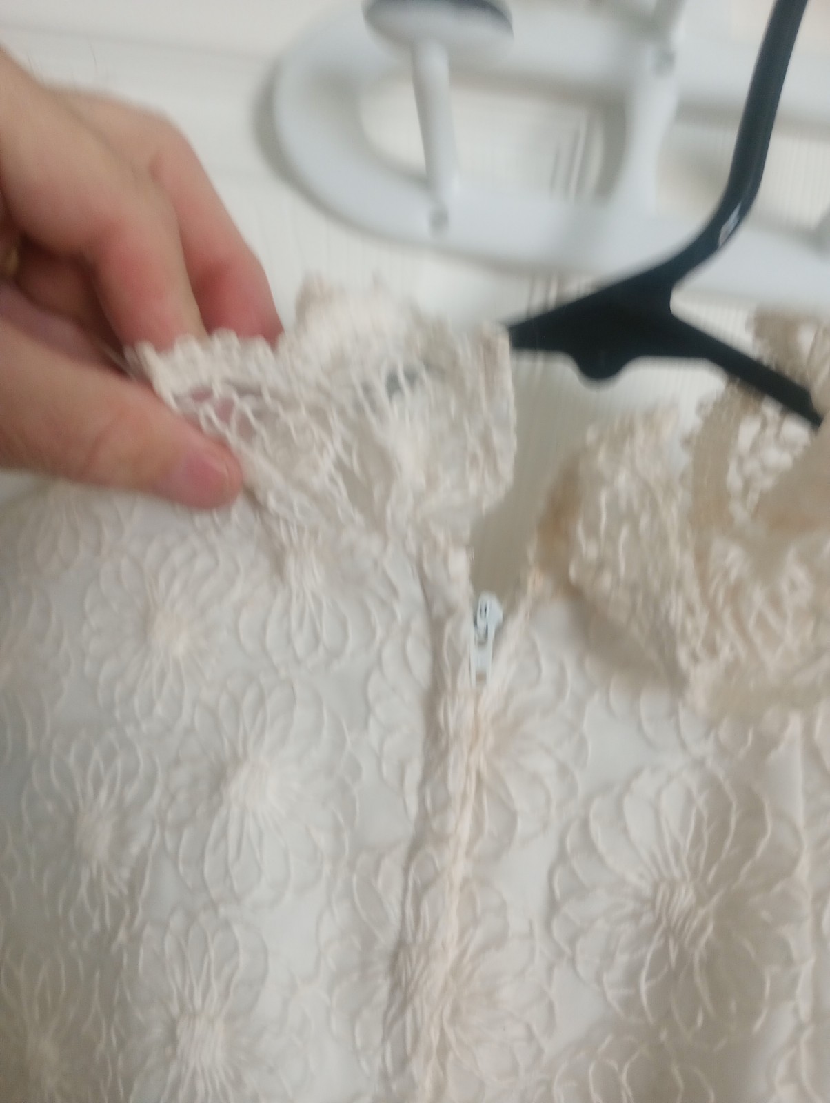 vintage black and white gown, ruffles and floral lace, empire waist no tags