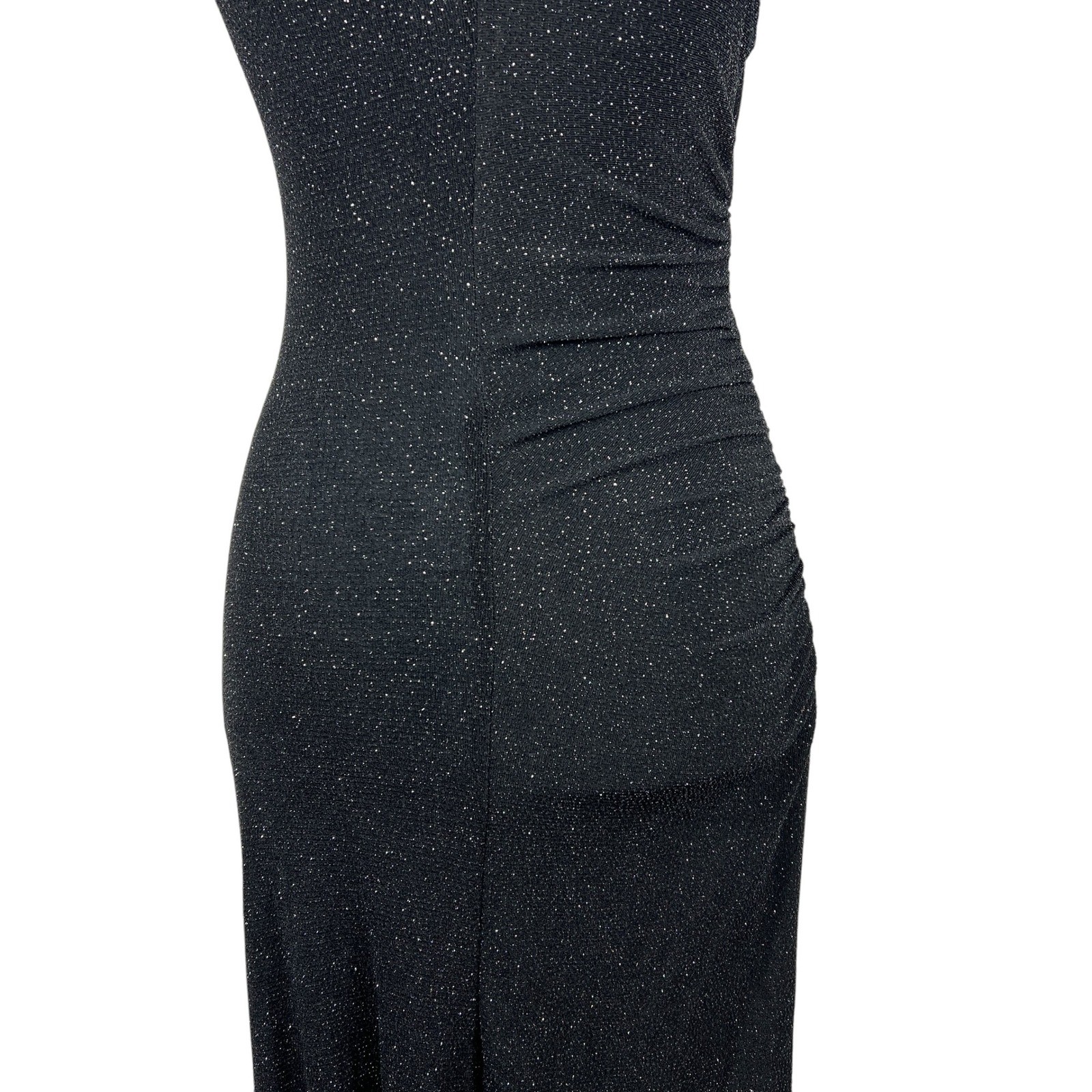 My Michelle Vintage Halter Dress Small Black Silver Glitter Ruched Y2K Fairy USA