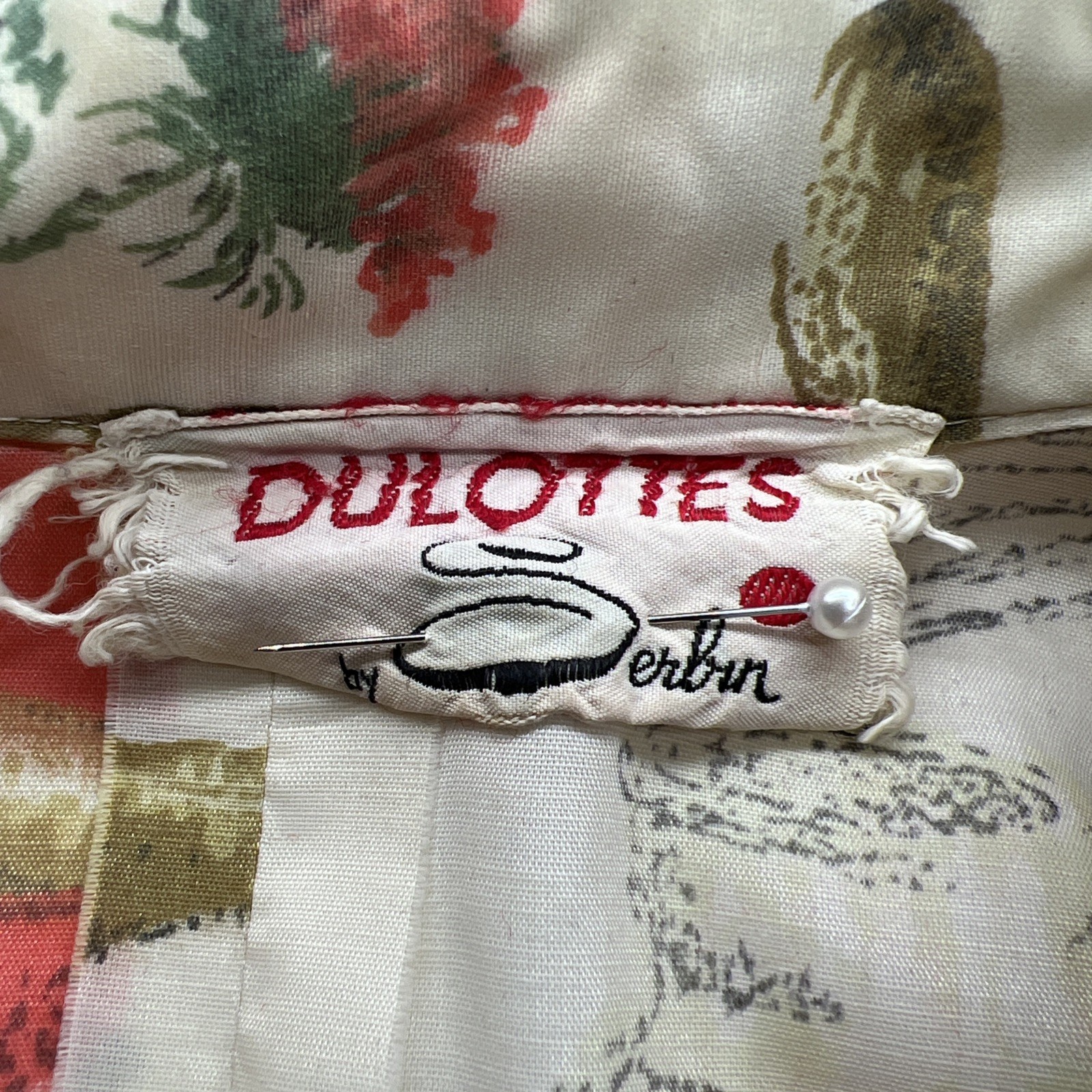 1950’s Rare Serbin Doulottes (Culottes) Pleated Novelty Print Sleeveless Dress