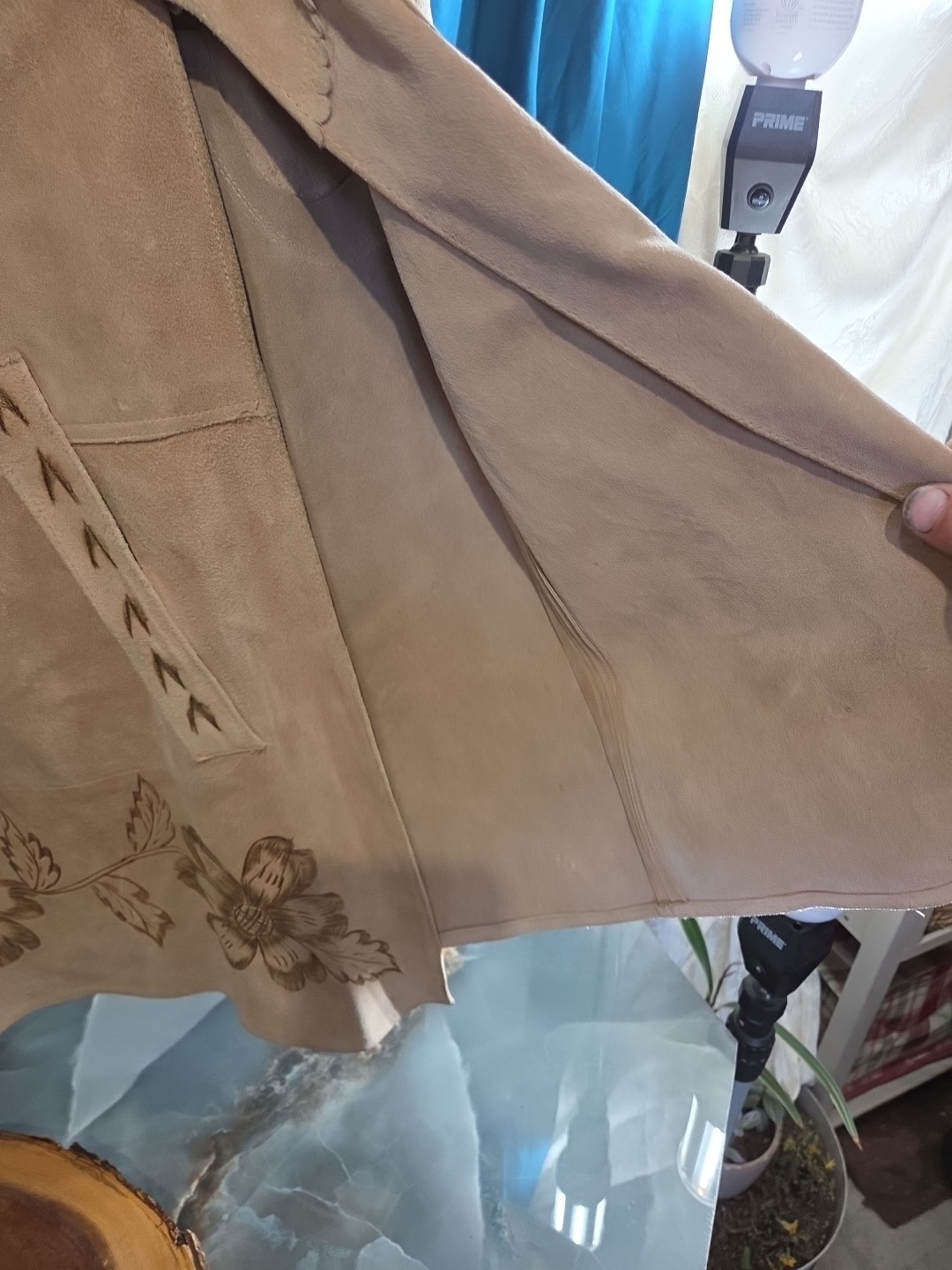 Vintage 1960’s-70s Suede Leather Floral Hand Tooled Cape Poncho Hippie