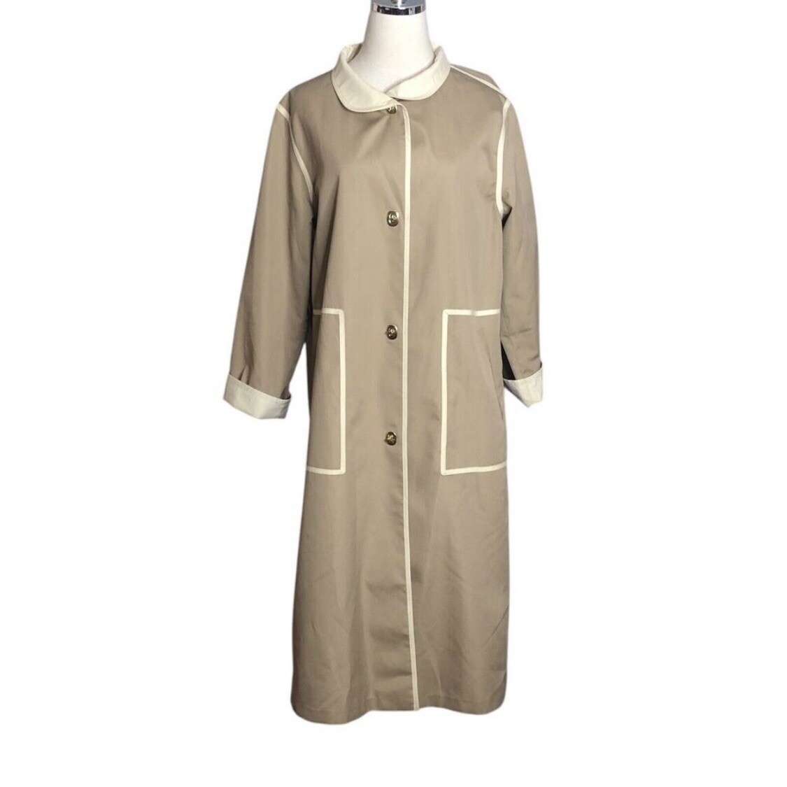 Vtg Bonnie Cashin Raincoat Size Small Beige Turnlock Weather Wear Russel Taylor