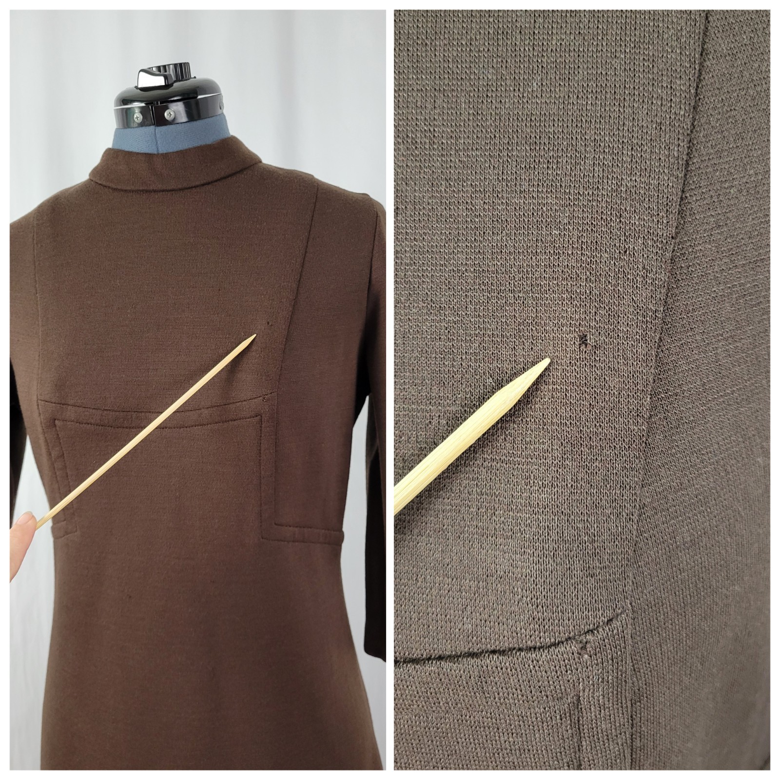 Vintage Puritan Forever Young Brown Sheath Dress w Paneled Bodice Size XS/S?