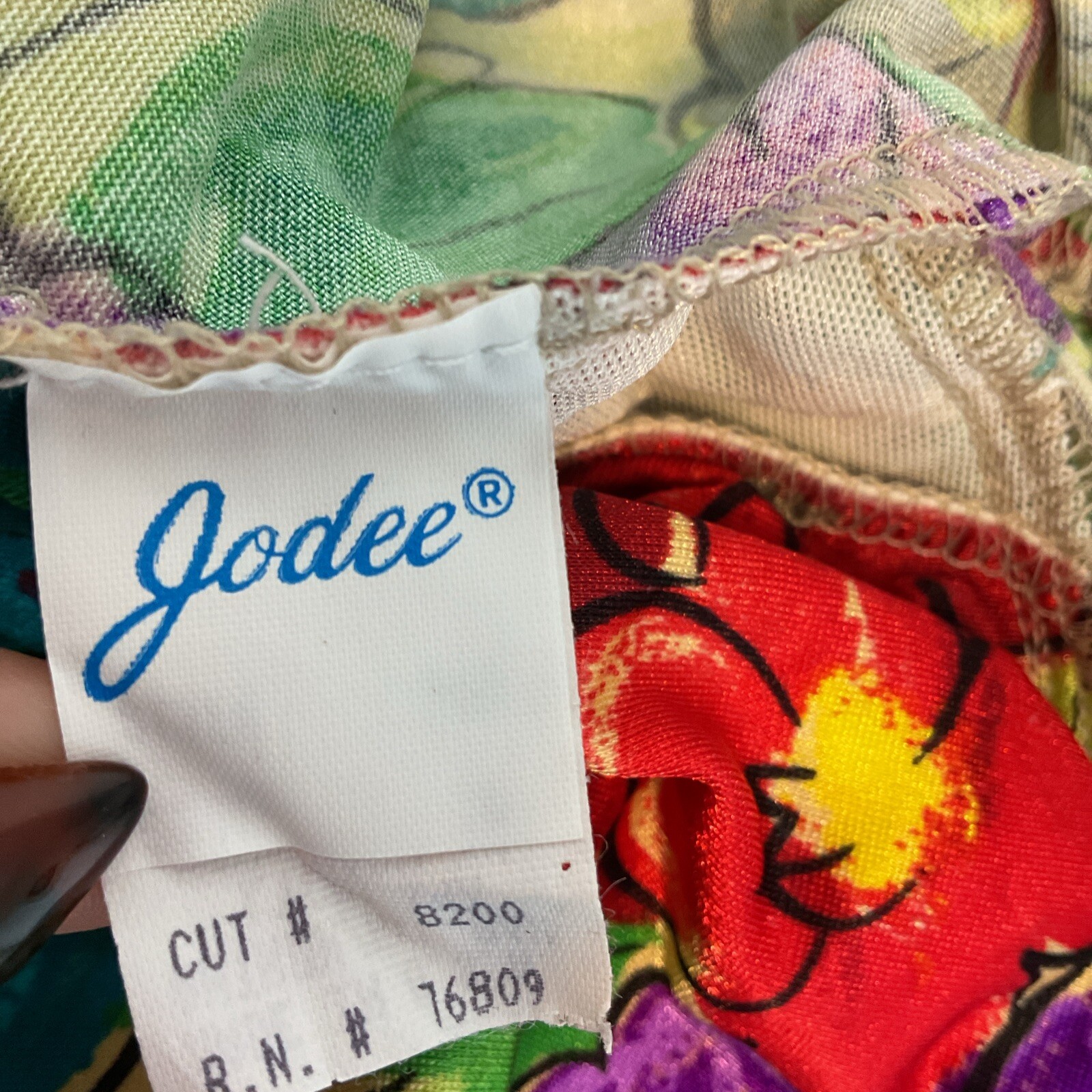 Vintage Jodee Swimsuit 50s 40s Style Floral Metallic Pin Up sz 16