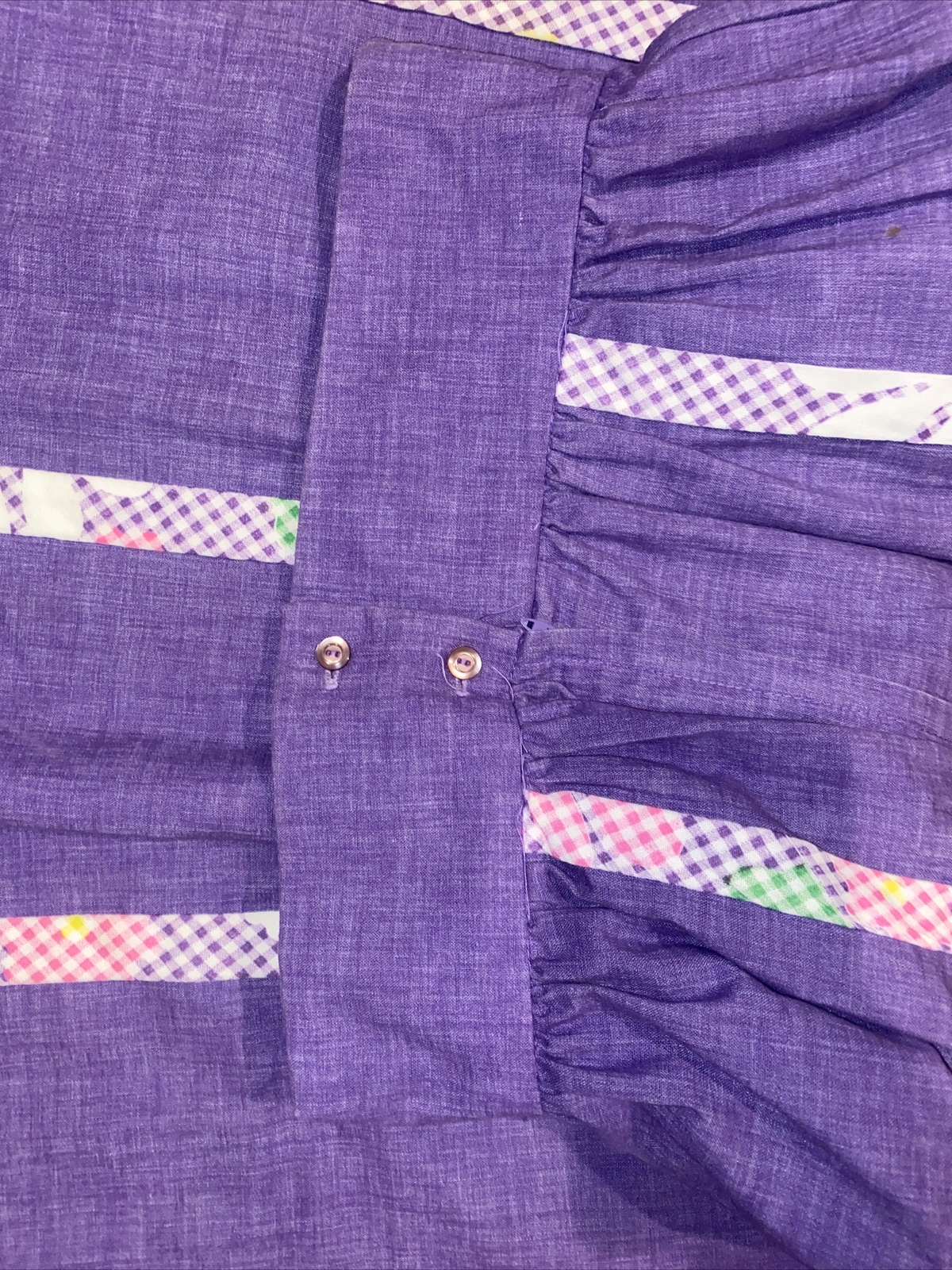 Vintage Handmade Purple Gingham Floral Maxi Skirt 29” Waist 41”long