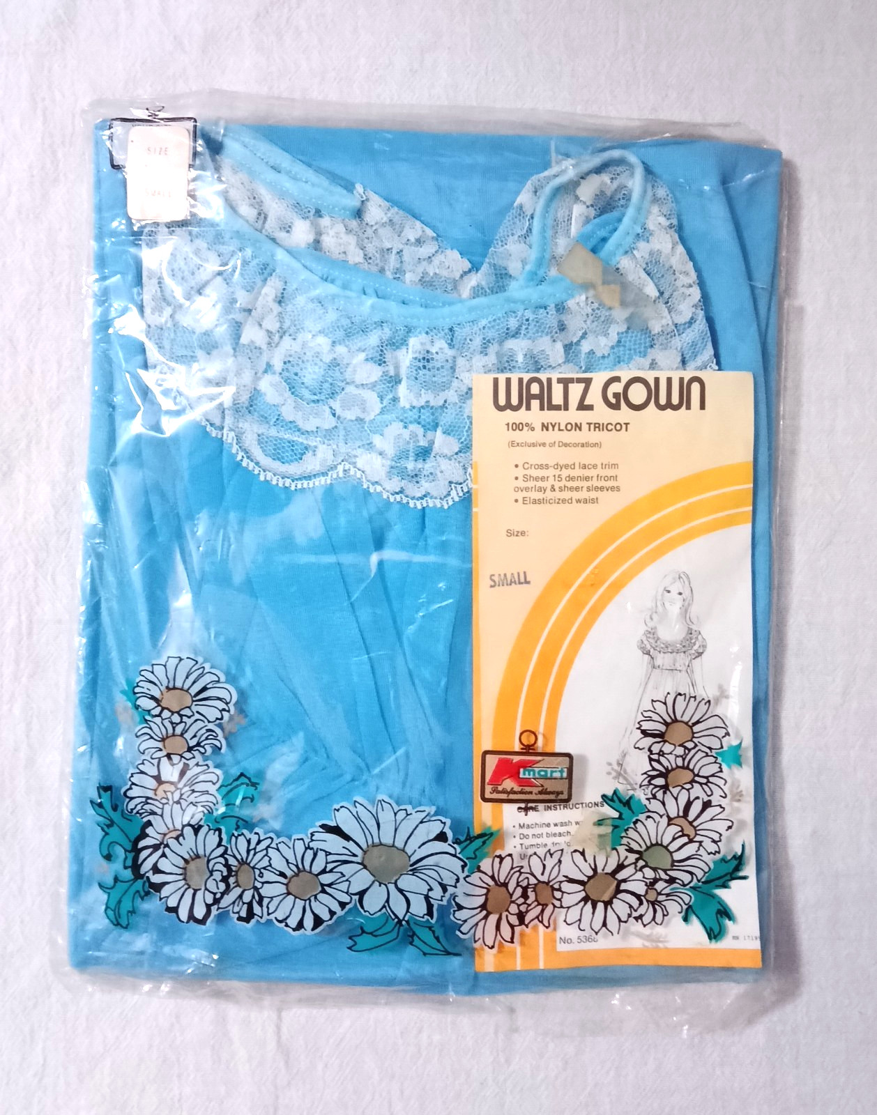 VINTAGE KMART WALTZ NIGHT GOWN BLUE SIZE SMALL NEW OLD STOCK