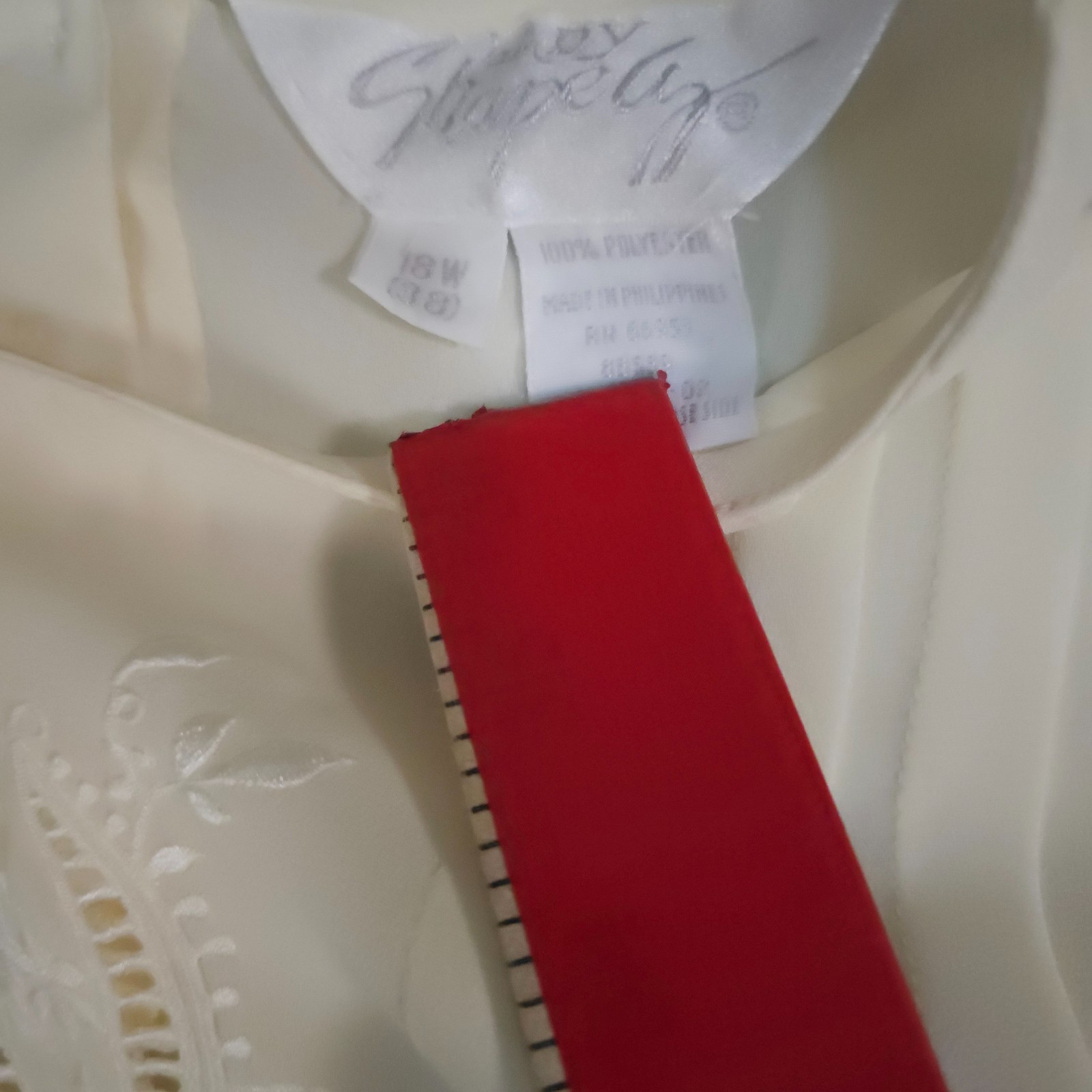 VTG 70s Off White Blouse Philippines Embroidered Poetcore Cottagecore XL 24 PTP