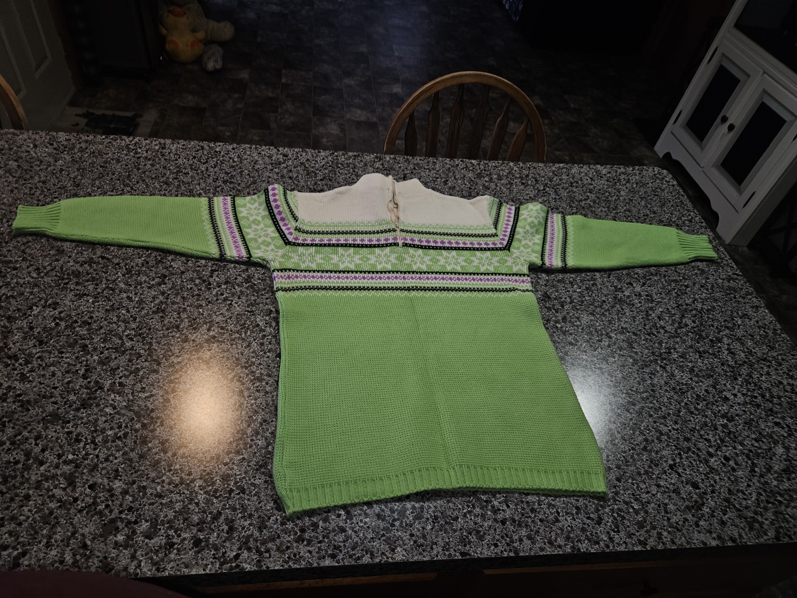 Vtg Arctic Cat Knit Sweater W Zipper M/38 White An Purple Green Blk Stripe Women