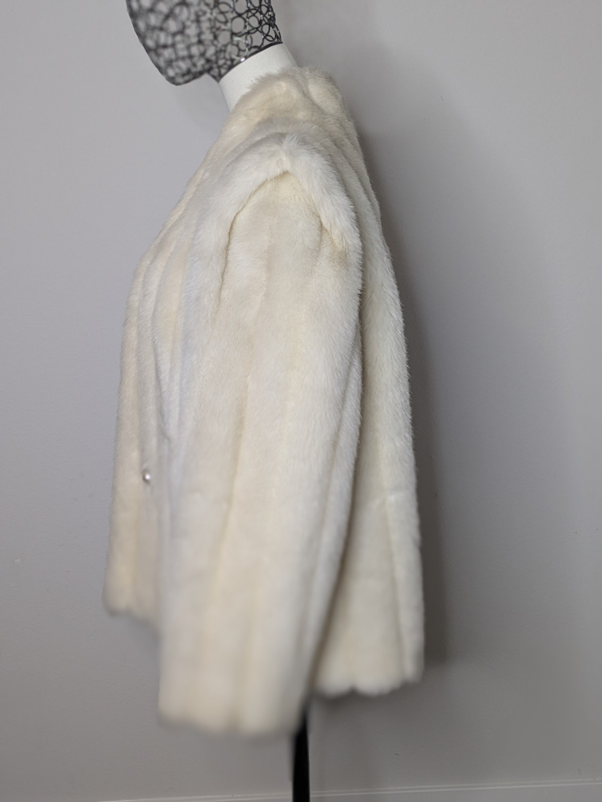 Vintage 80s Luxury Faux Fur Coat by Intrigue Glenoit White Vegan Size Small