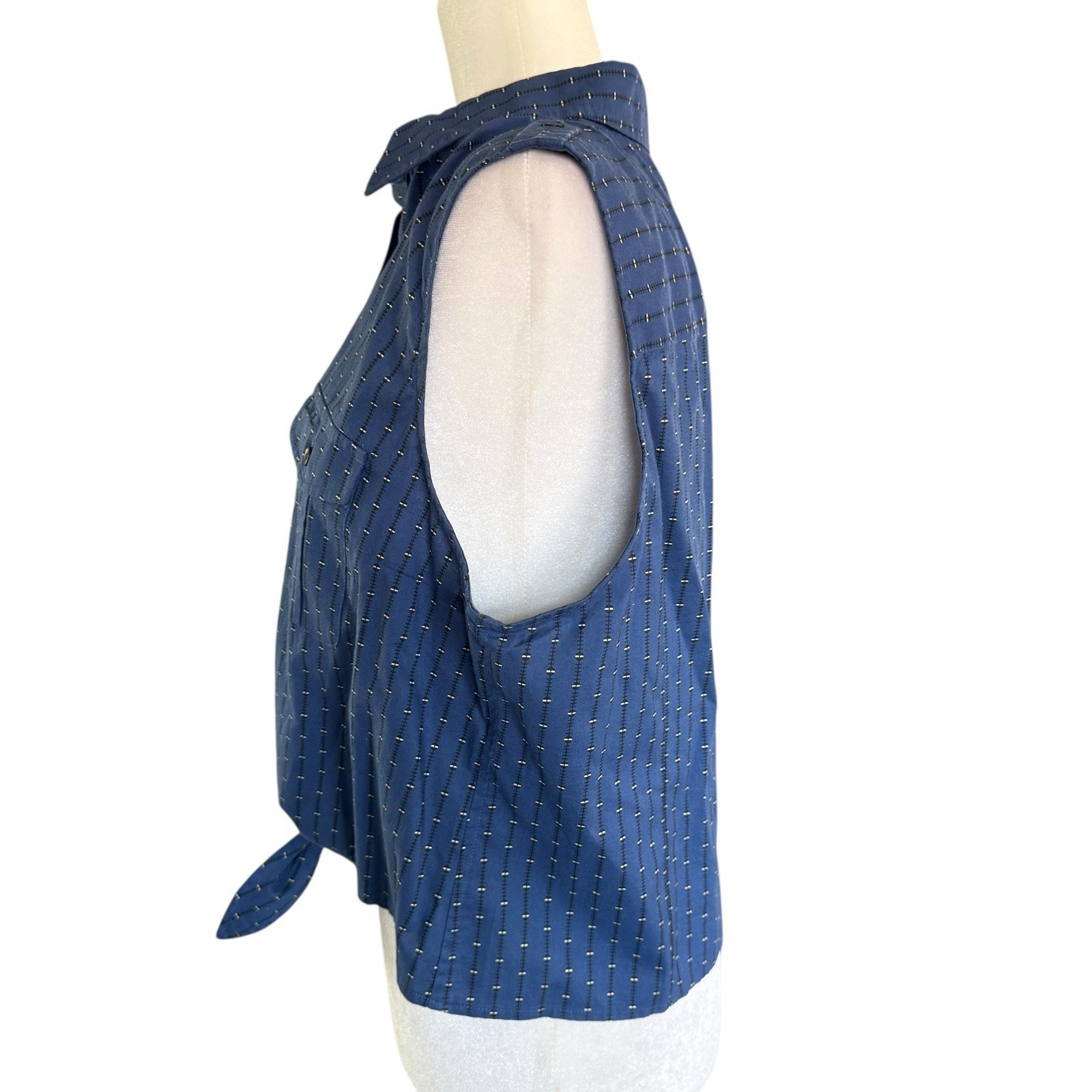 Vtg 80s 90s Lauren Ralph Lauren Top Women’s Button Up Sleeveless Blue 16 Preppy