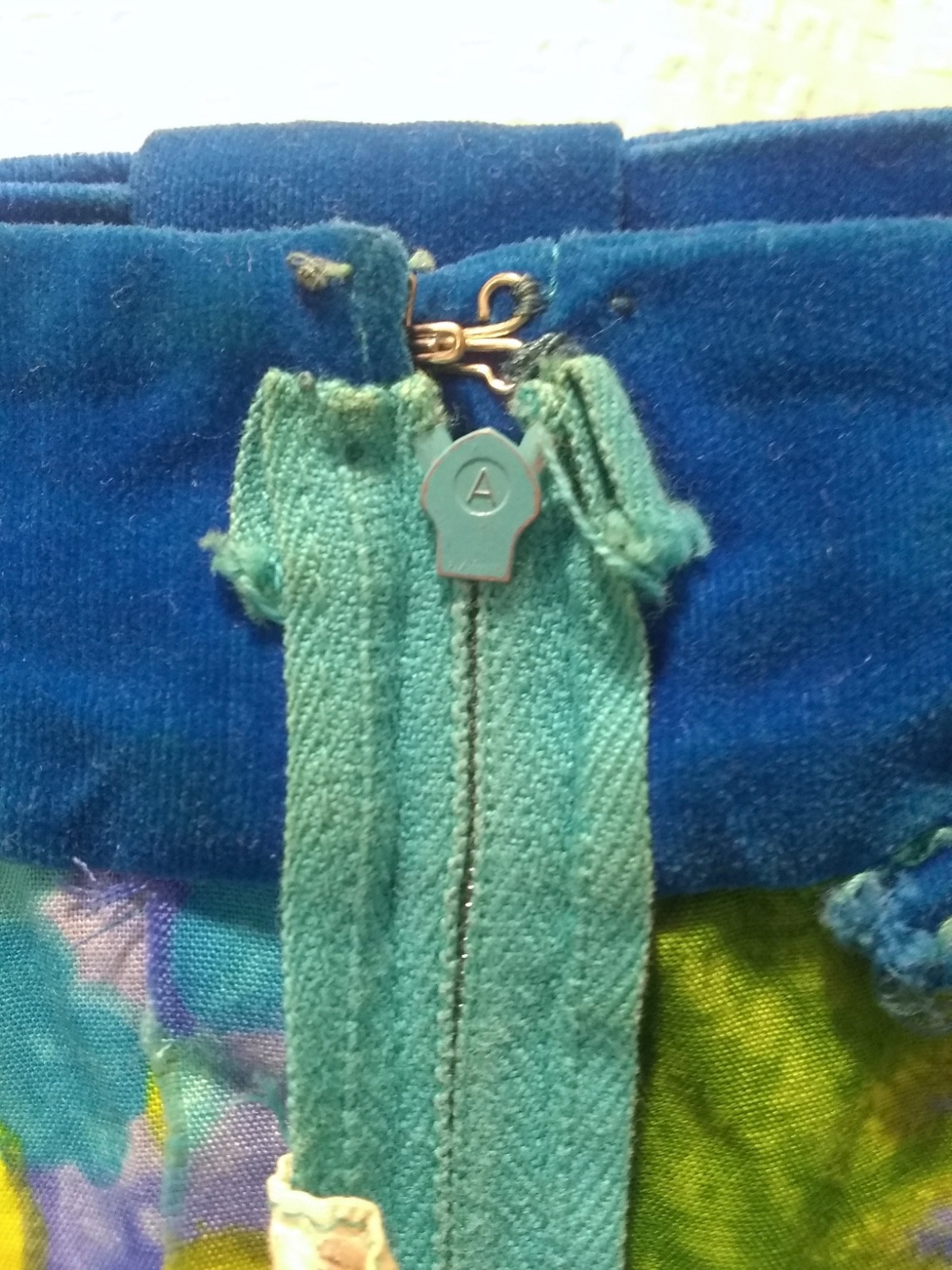 Vintage 1960’s Liberty House Hawaii Maxi Muumuu w/ Blue Velvet Accents-Pre-owned