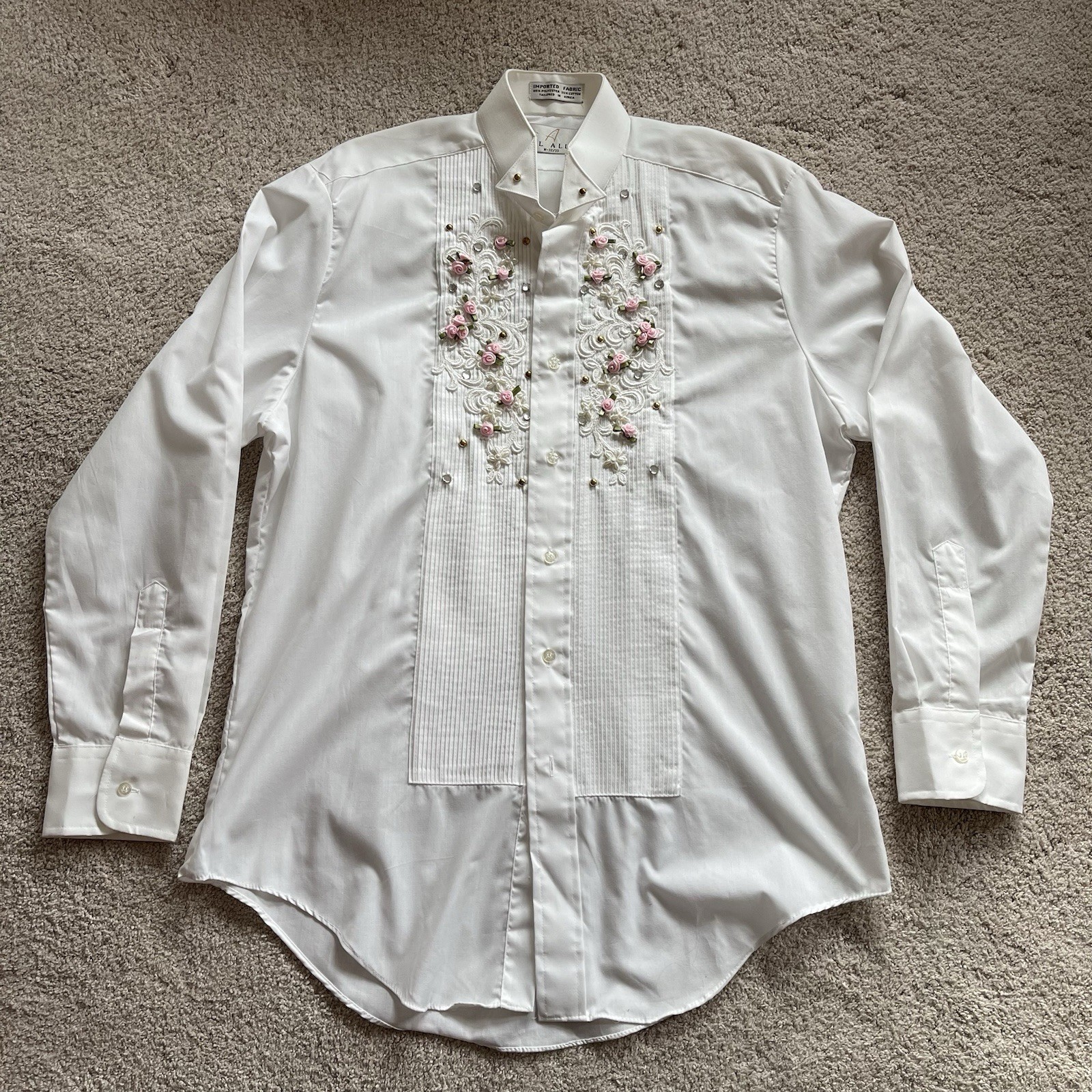 Vintage Rodeo Queen Western Pageant Shirt Floral Beaded Rhinestone Embellished