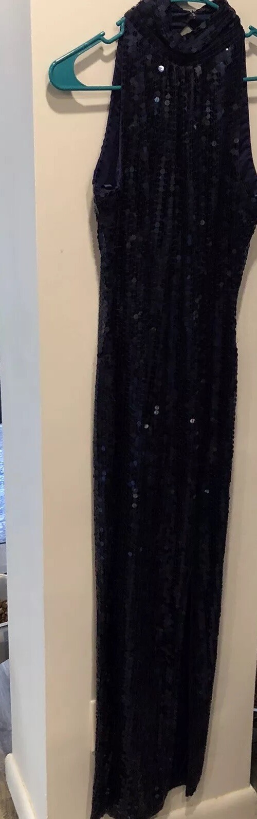 Lillie Rubin Exclusive Heavy Blue Mermaid Shimmer Sequin Beaded Dress VTG Size 2