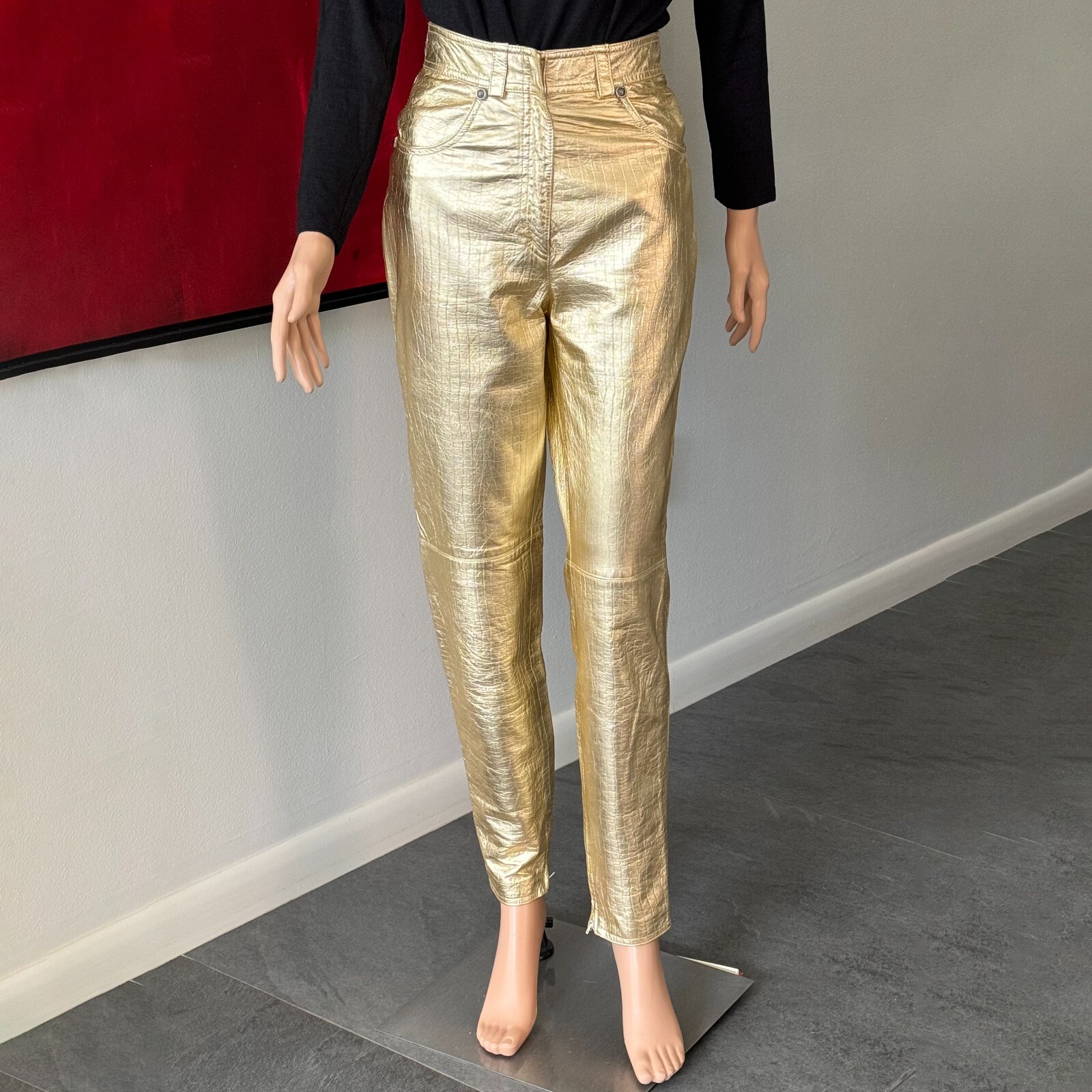GIANNI VERSACE metallic gold leather pants size IT 40/42 from F/W 1994/95