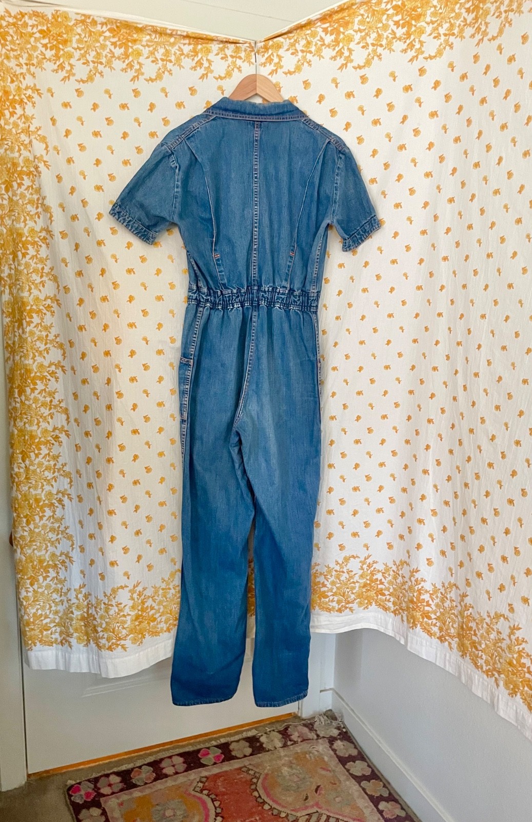 Vintage 70s Denim Jumpsuit March 1 Zip Front Utility Workwear USA Cotton 11 12