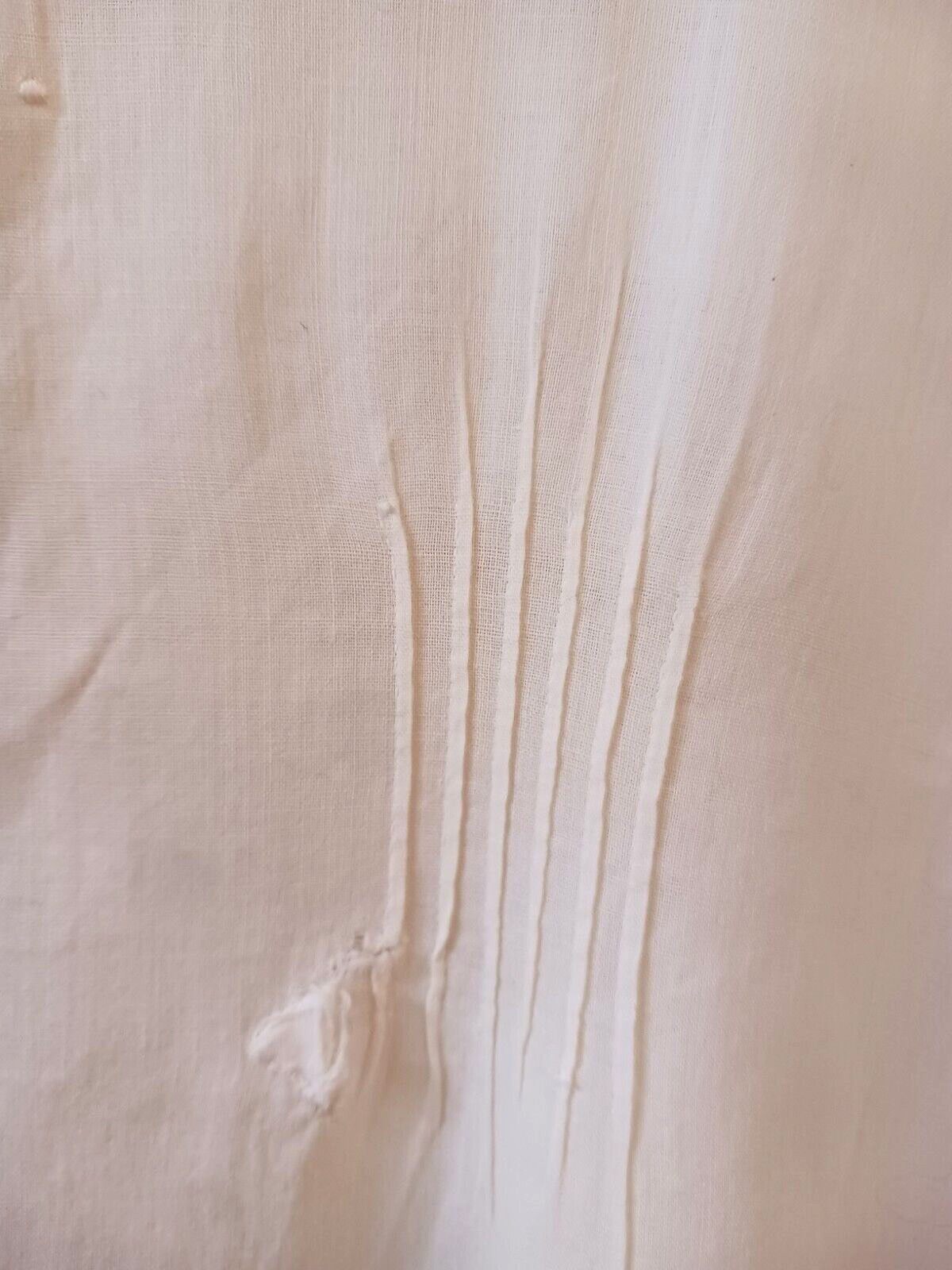 Antique Edwardian Long White Cotton Shift or Under Dress 44″ Embroidered FLAWS