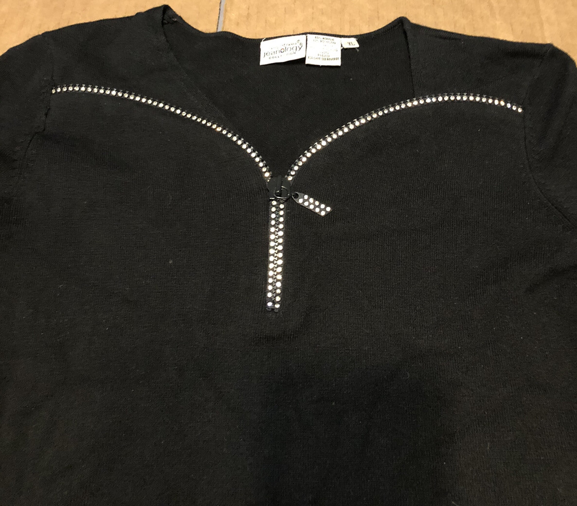 Vintage NEWPORT NEWS JEANOLOGY Womens Top Rhinestone Zip – Size XL* runs small
