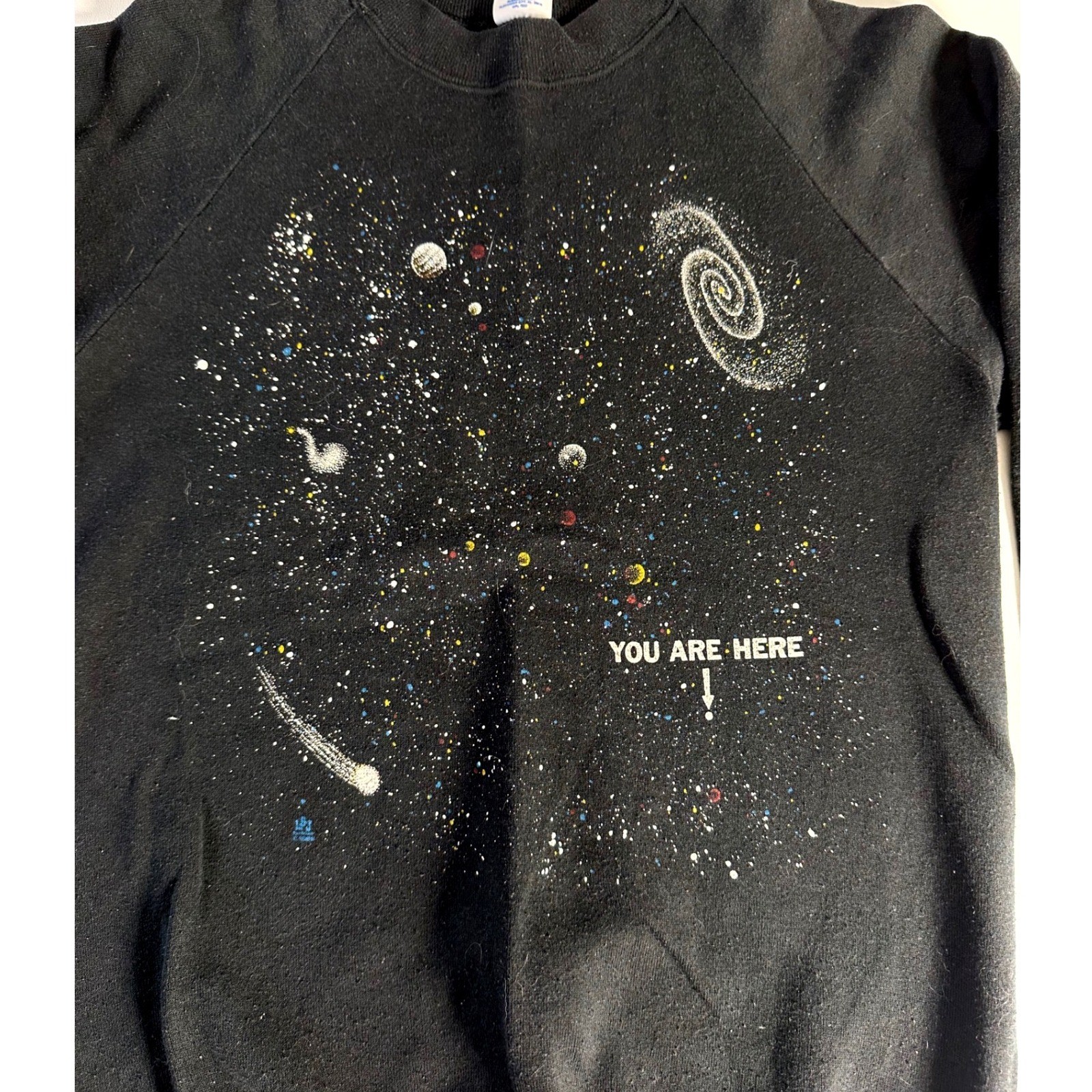 Vintage Universe Milky Way Galaxy You Are Here Space Sweatshirt Black USA M