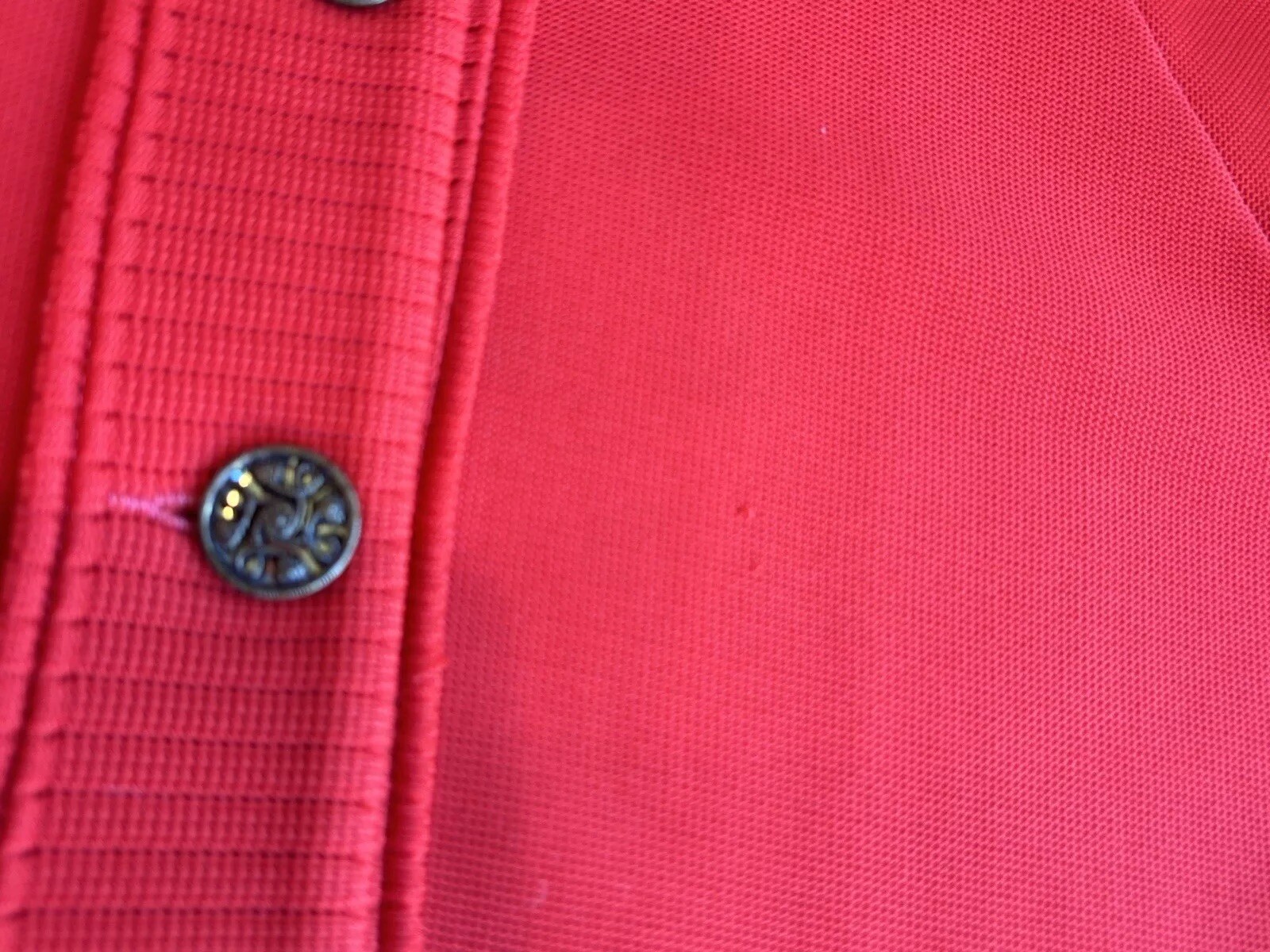 Vintage 1970’s Knit Collared Buttoned Knit Sweater Pristine Tomato Red Size M