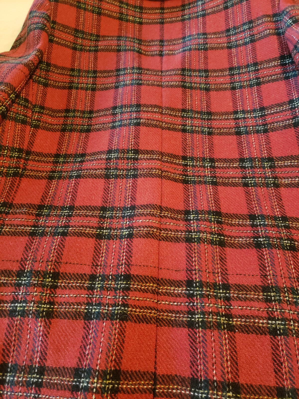 Casual Corner Plaid Blazer Jacket Red/Black Velvet Collar & Trim Wool Sz 8