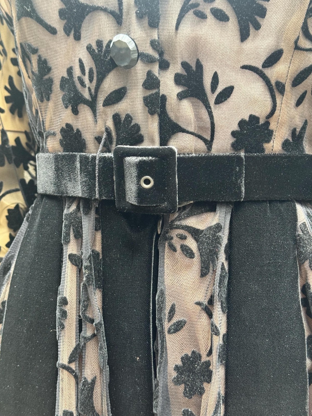 1980s Givenchy Couture Flocked Velvet Dress – RARE – 1940s Style