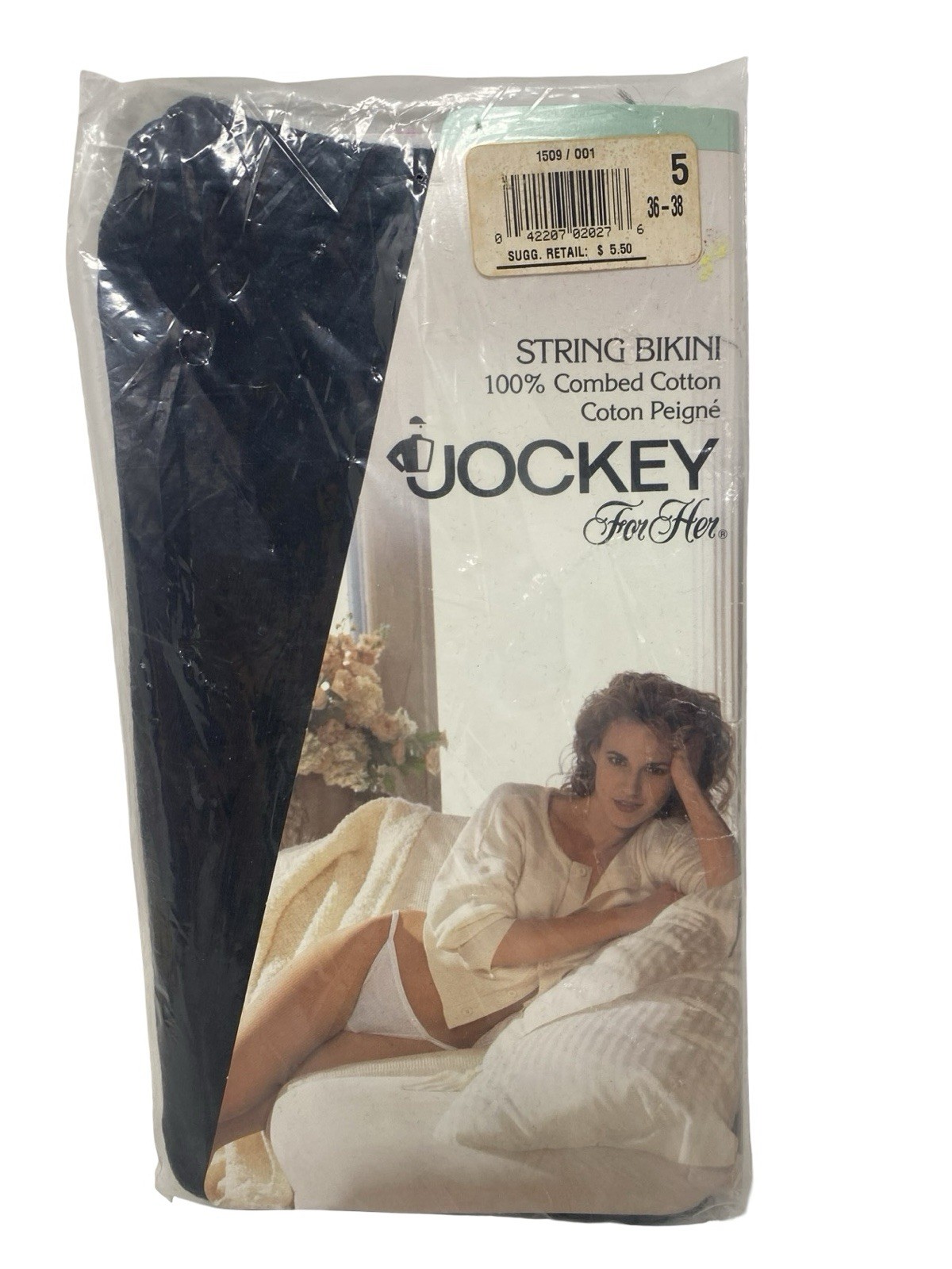 Vintage 1992 JOCKEY FOR HER Combed Cotton String BIKINI Panties 36-38 Size 5