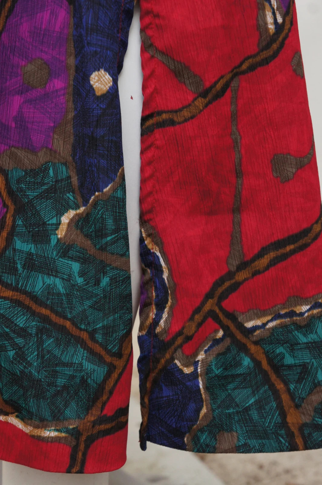 Vintage 80s Colorful Abstract Print Midi Skirt By Joyce Retro Boho