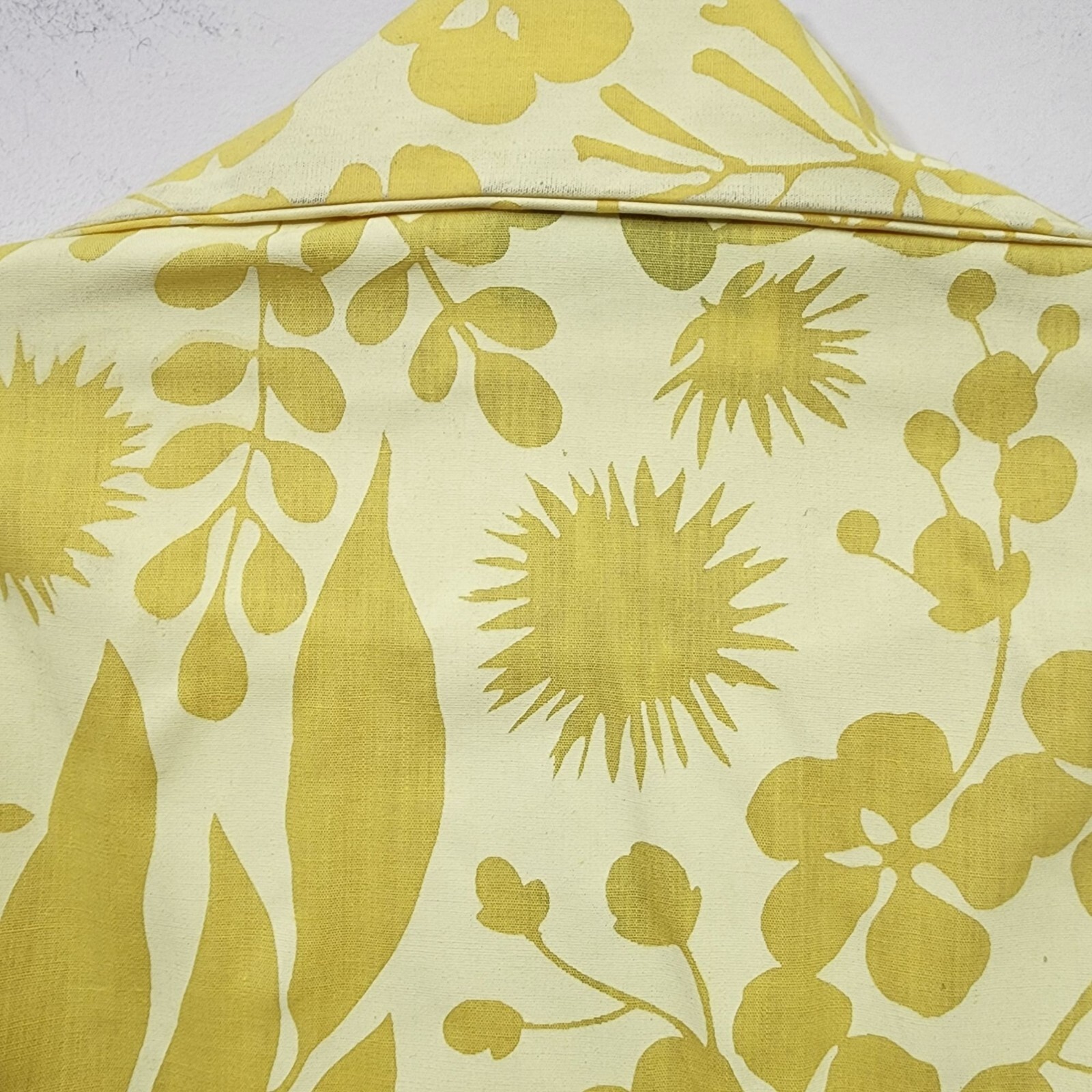 Ruth Clarage 1960s Vintage hand painted yellow floral long sleeve belted dress