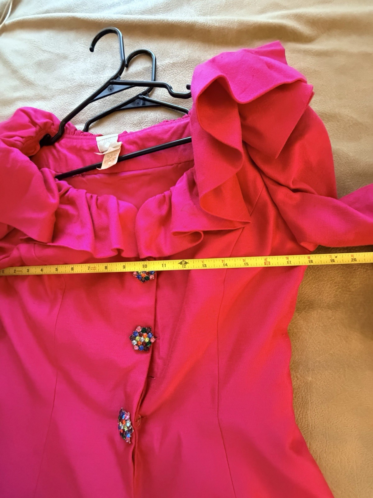 Vintage 80s 2-Piece Watters & Watters SZ 12 Hot Pink Jacket Skirt Suit