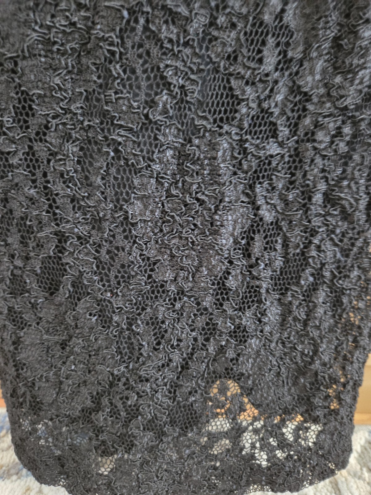 Vintage L.A. Glo Black Lace Maxi Dress Slip Spaghetti Strap Side Slit USA XS/S