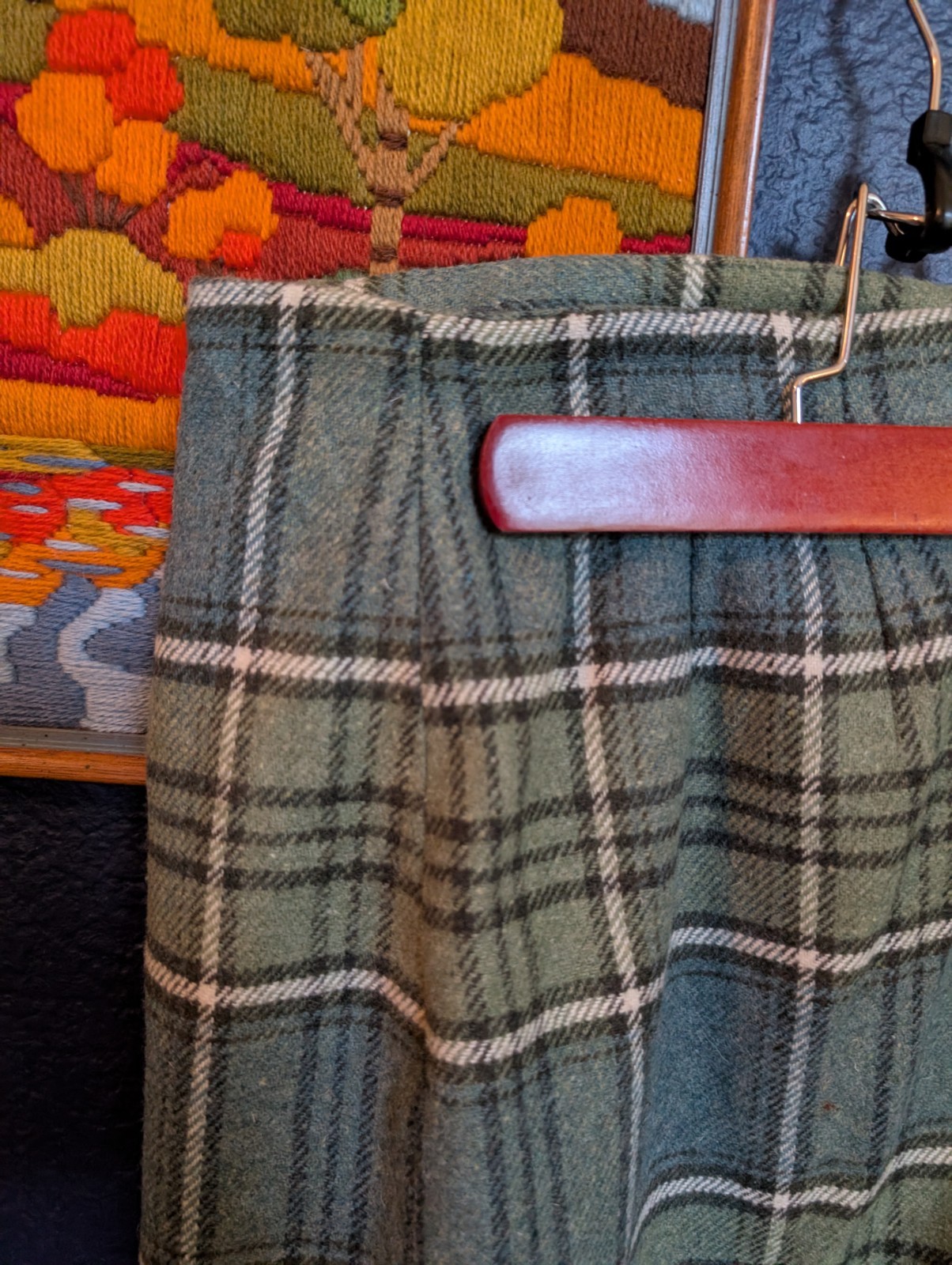 VTG J G Hook Blue Green Wool Blend Plaid Short Punk Prep Skirt Sz 12 Large L
